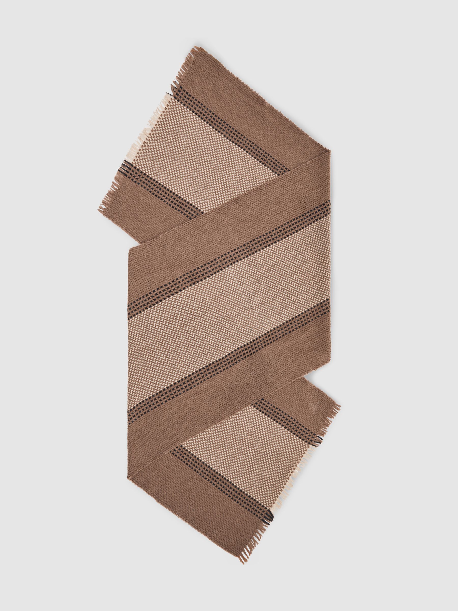 Wool-Cashmere Textured Scarf in Taupe - Image 1 of 5