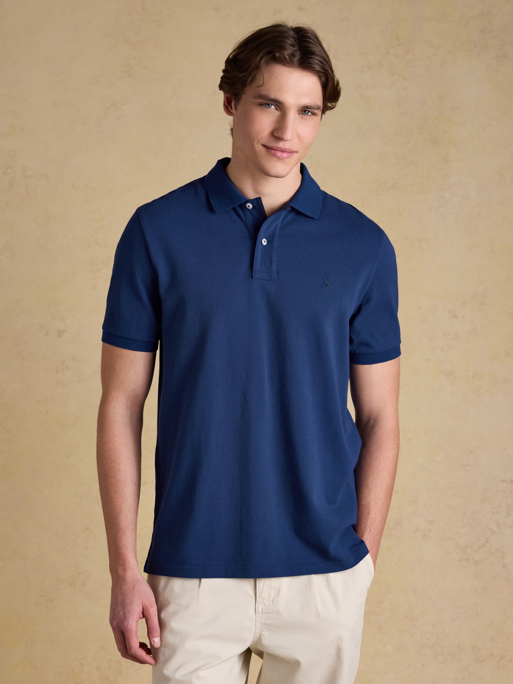 Woody Dark Blue Cotton Pique Short Sleeve Polo Shirt - Image 1 of 9