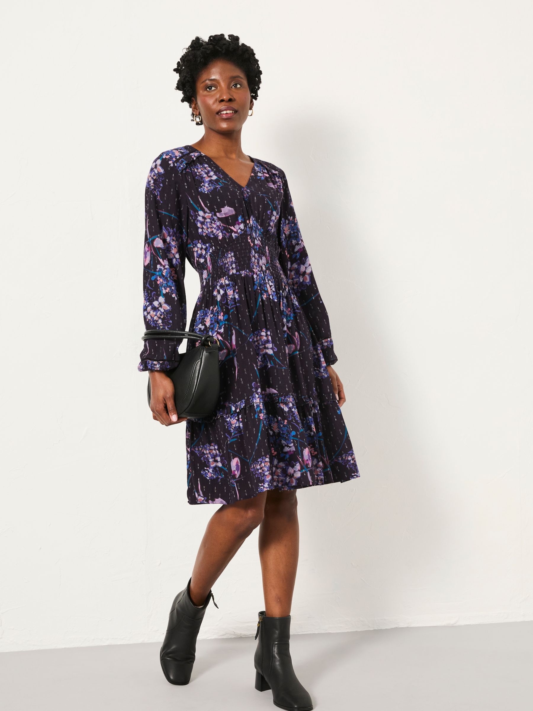Pippa Dark Purple Heritage Floral Petite Dress - Image 1 of 1