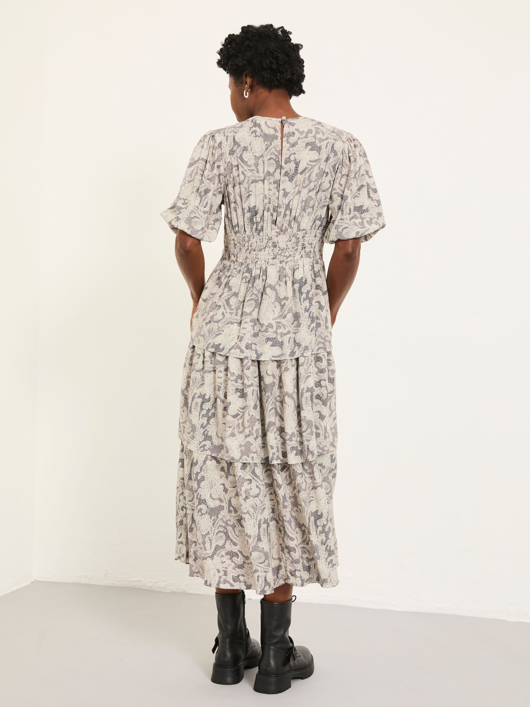 Milly Charcoal Grey Decorative Floral Petite Midi Dress - Image 2 of 6
