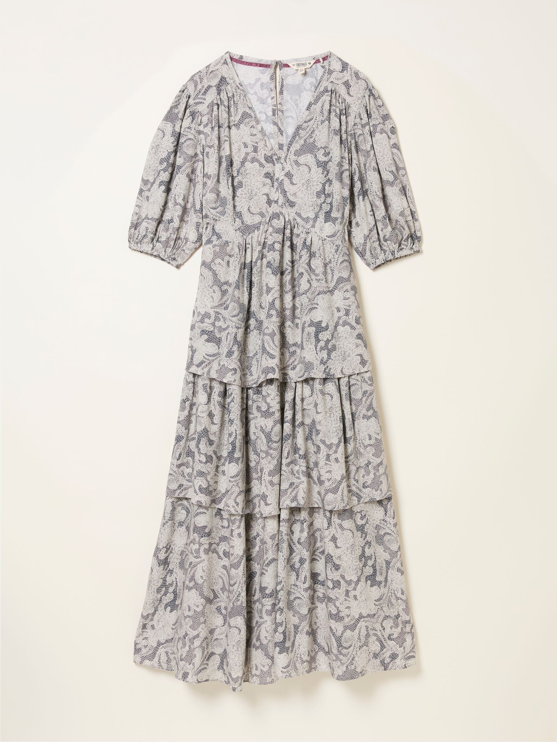 Milly Charcoal Grey Decorative Floral Petite Midi Dress - Image 6 of 6