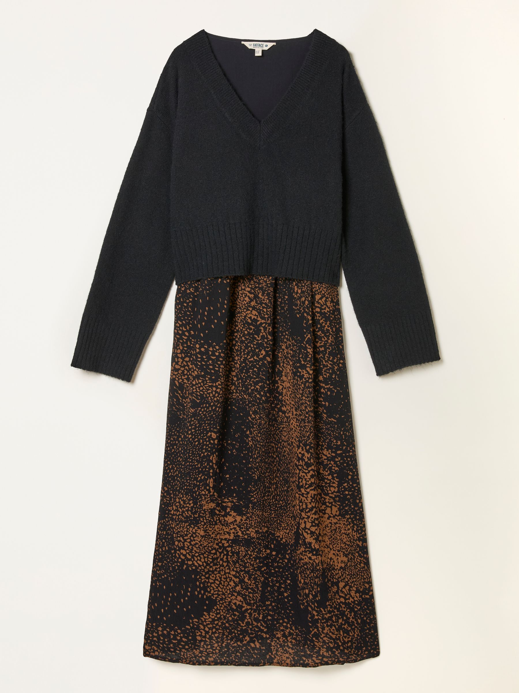 Aileen Black Layered Animal Petite 2 in 1 Midi Dress - Image 1 of 1