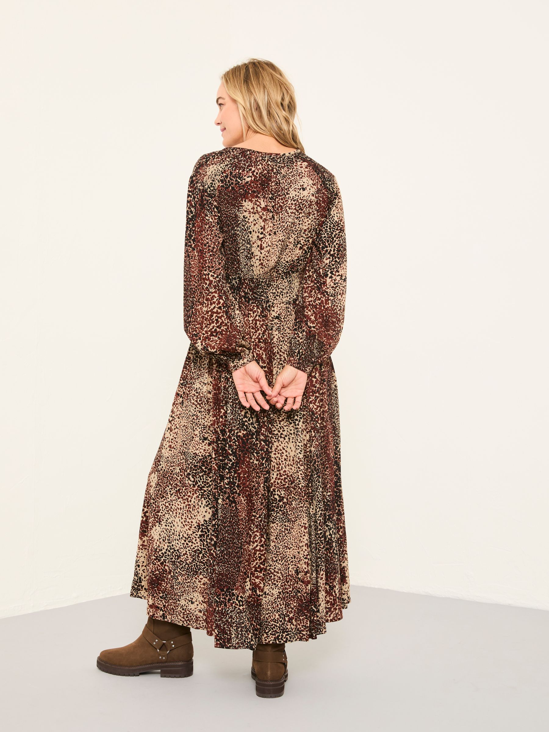 Jaqs Light Brown Layered Animal Petite Midi Dress - Image 2 of 6
