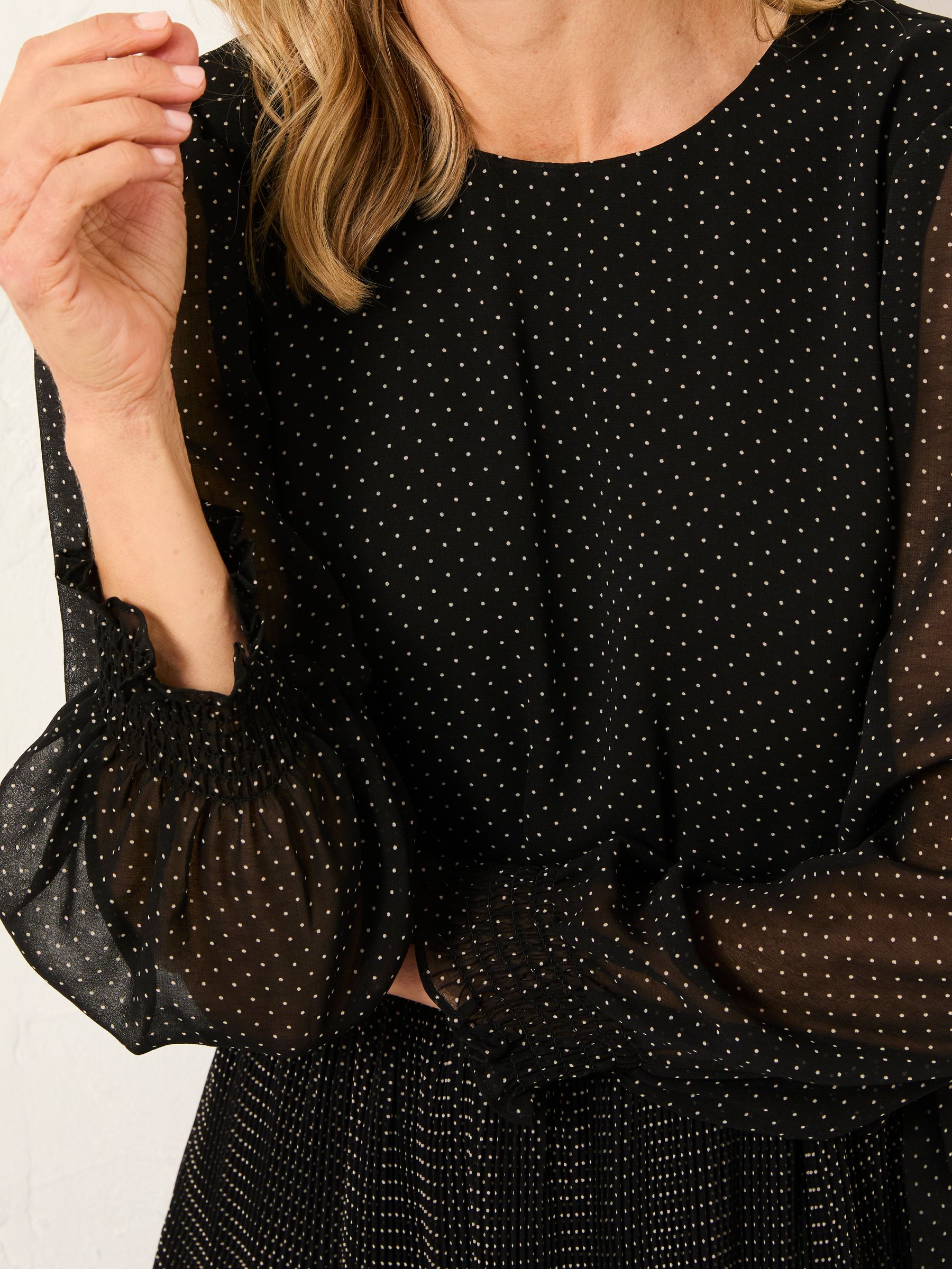 Darcy Black Pin Spot Petite Mini Dress - Image 5 of 7