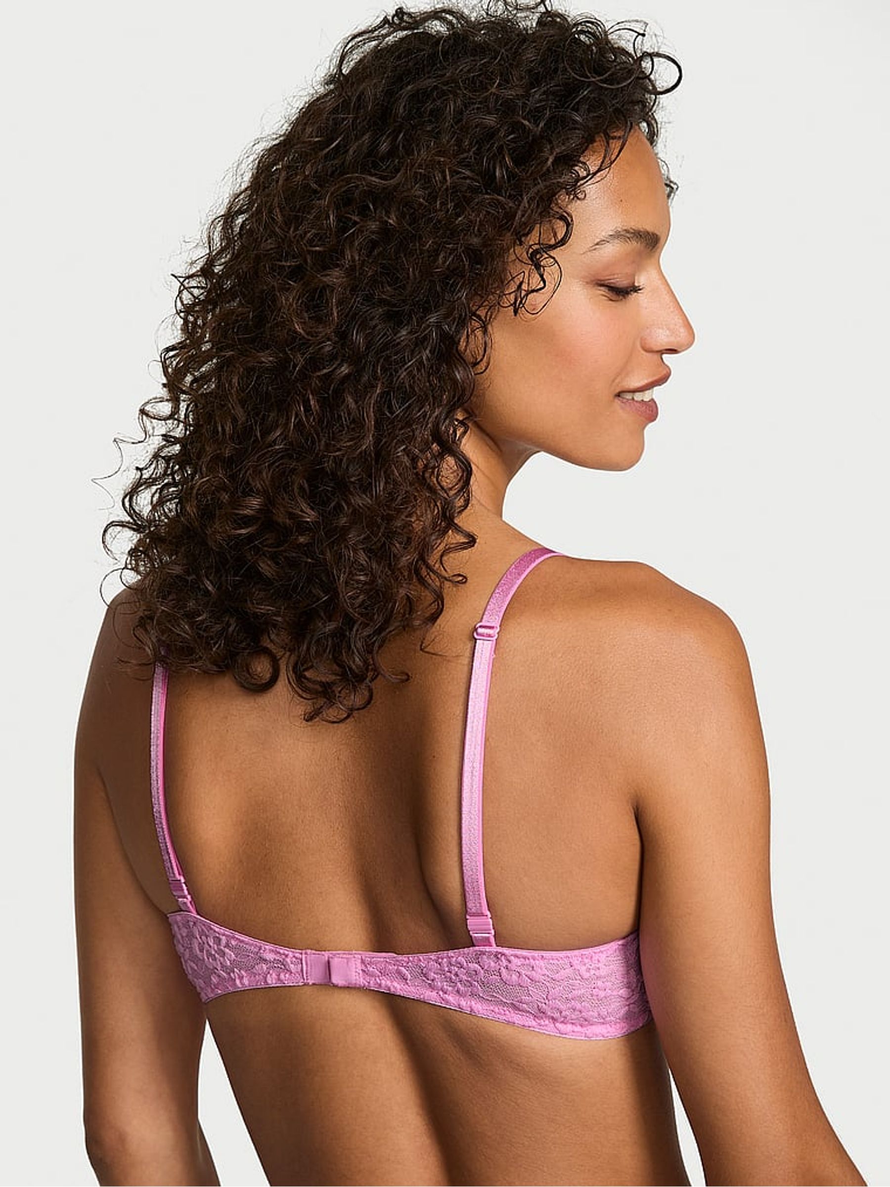Pink Lilac Unlined Demi Sexy T-Shirt Lace-Up Bra - Image 2 of 5