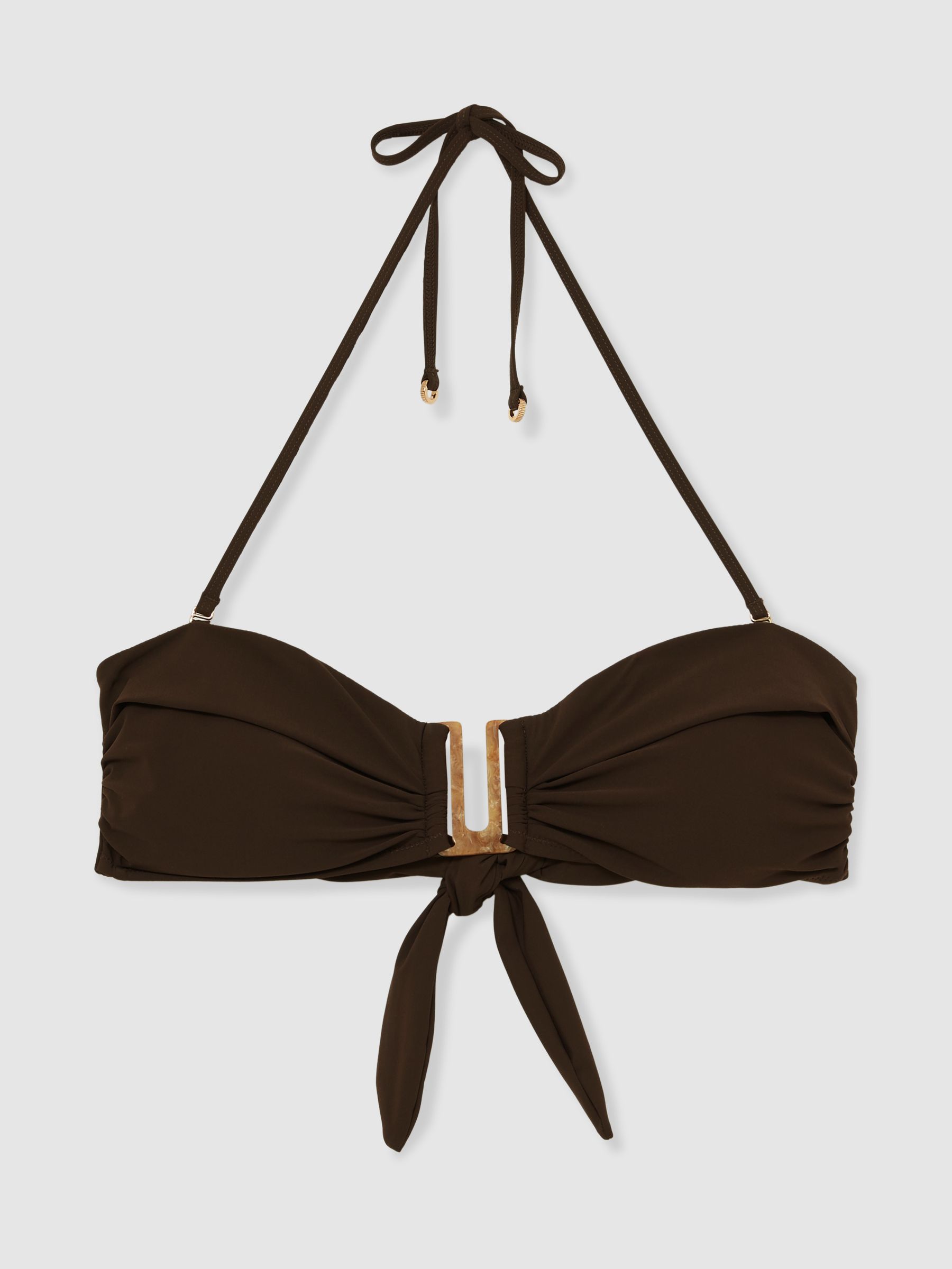 Removable Strap Bandeau Bikini Top in Chocolate - Image 2 of 7