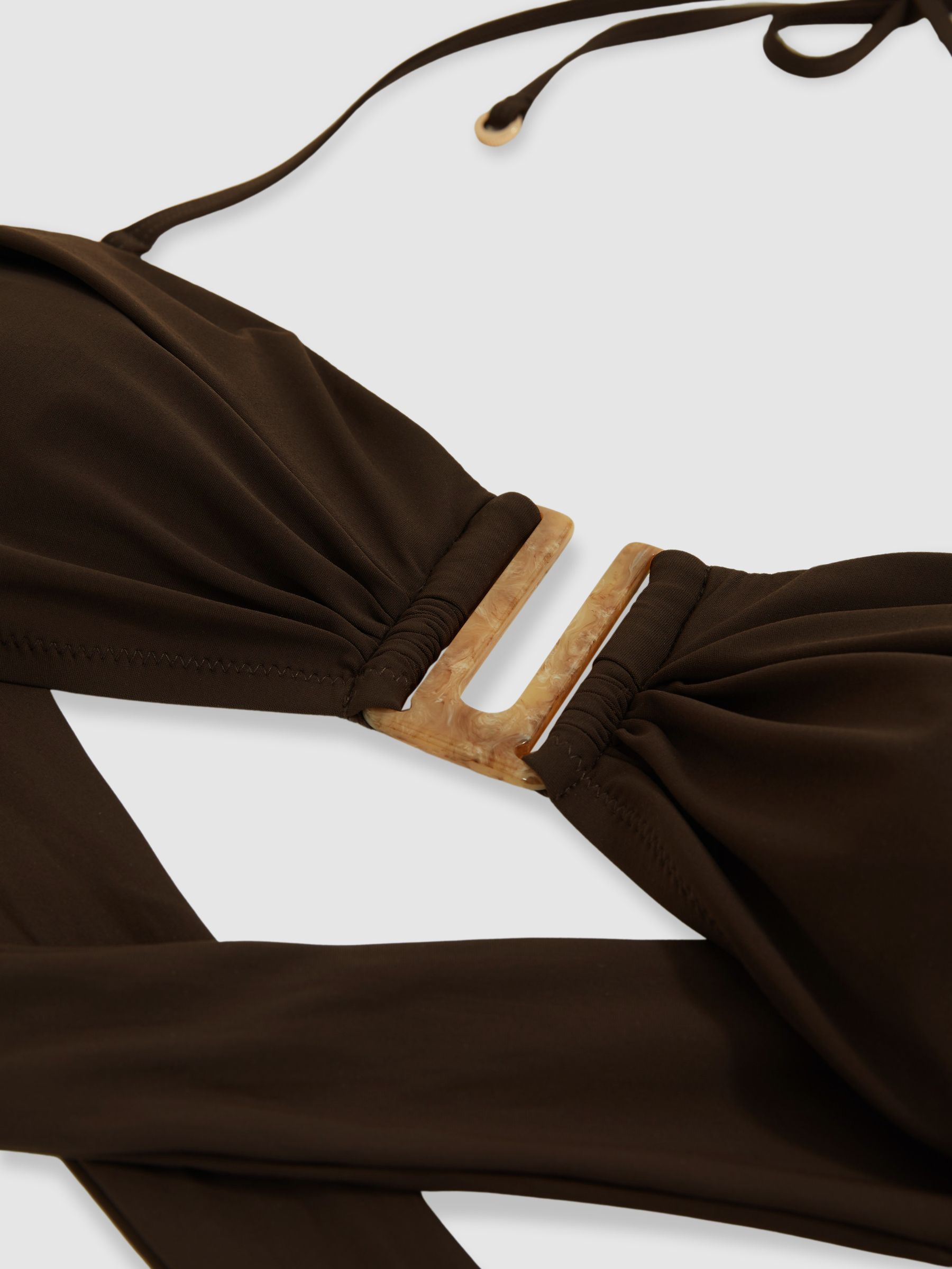 Removable Strap Bandeau Bikini Top in Chocolate - Image 7 of 7