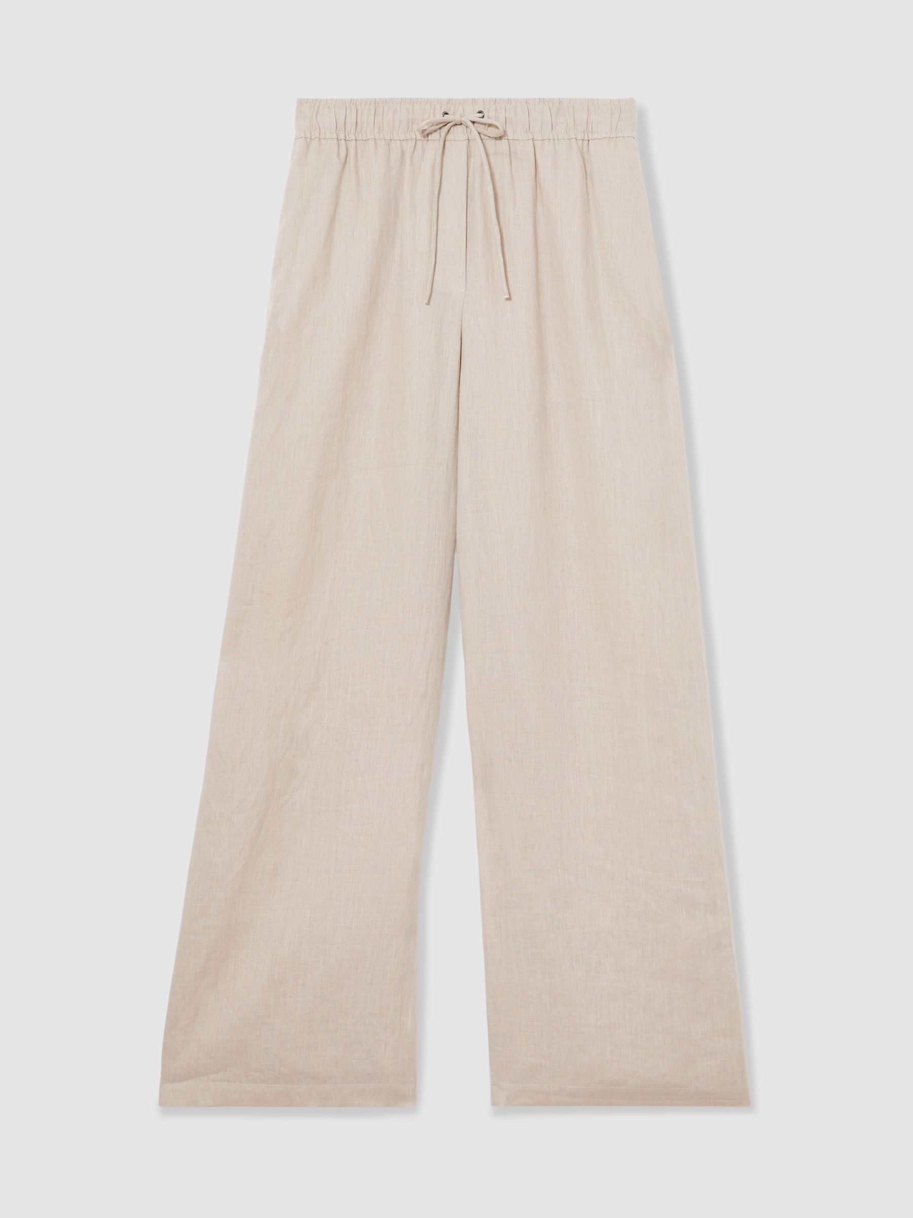 Linen-Blend Wide-Leg Trousers in Neutral - Image 2 of 6