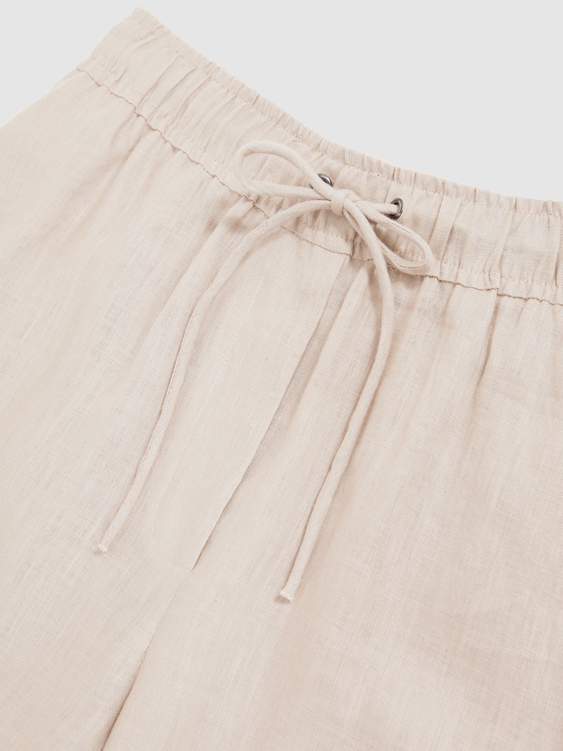 Linen-Blend Wide-Leg Trousers in Neutral - Image 6 of 6