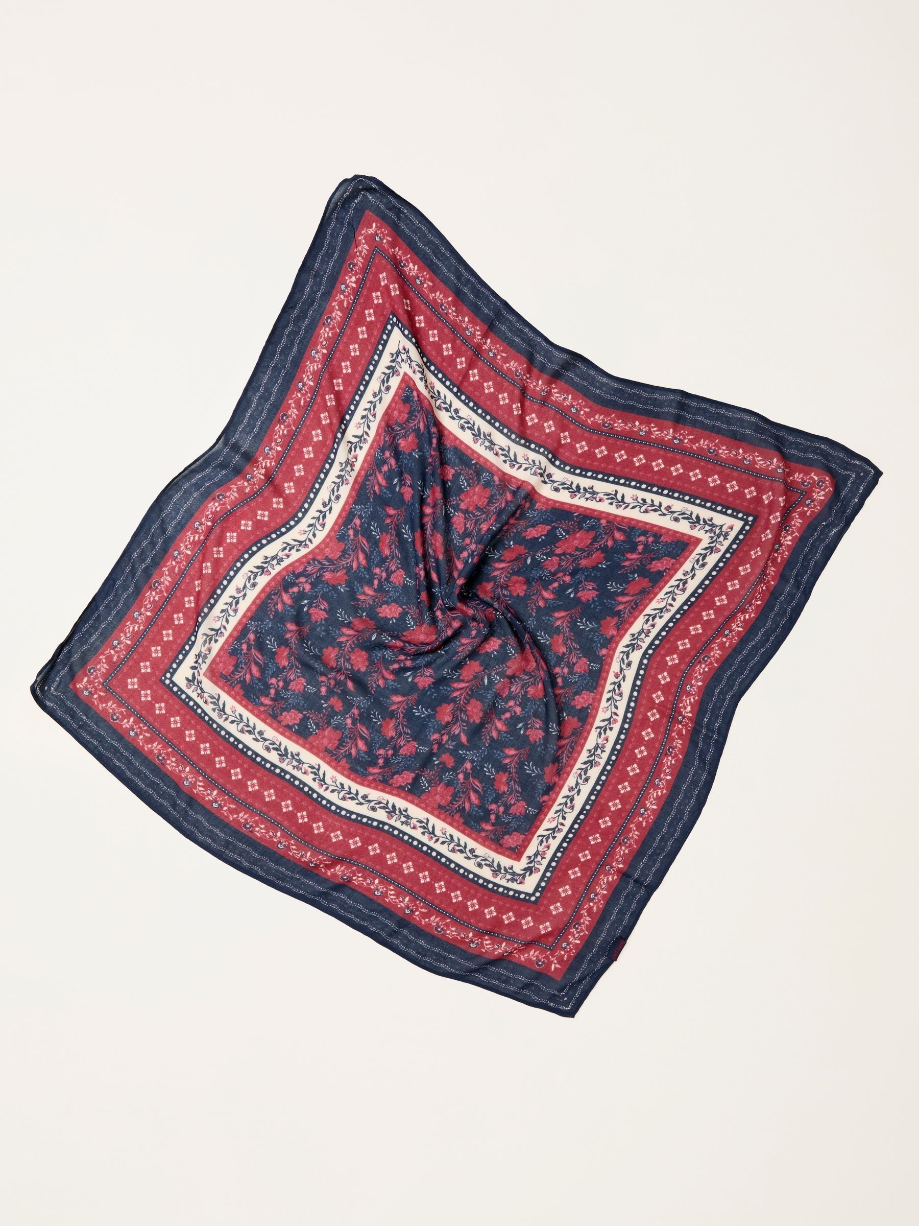Burgundy Red Floral Print Hair Scarf - Image 2 of 2
