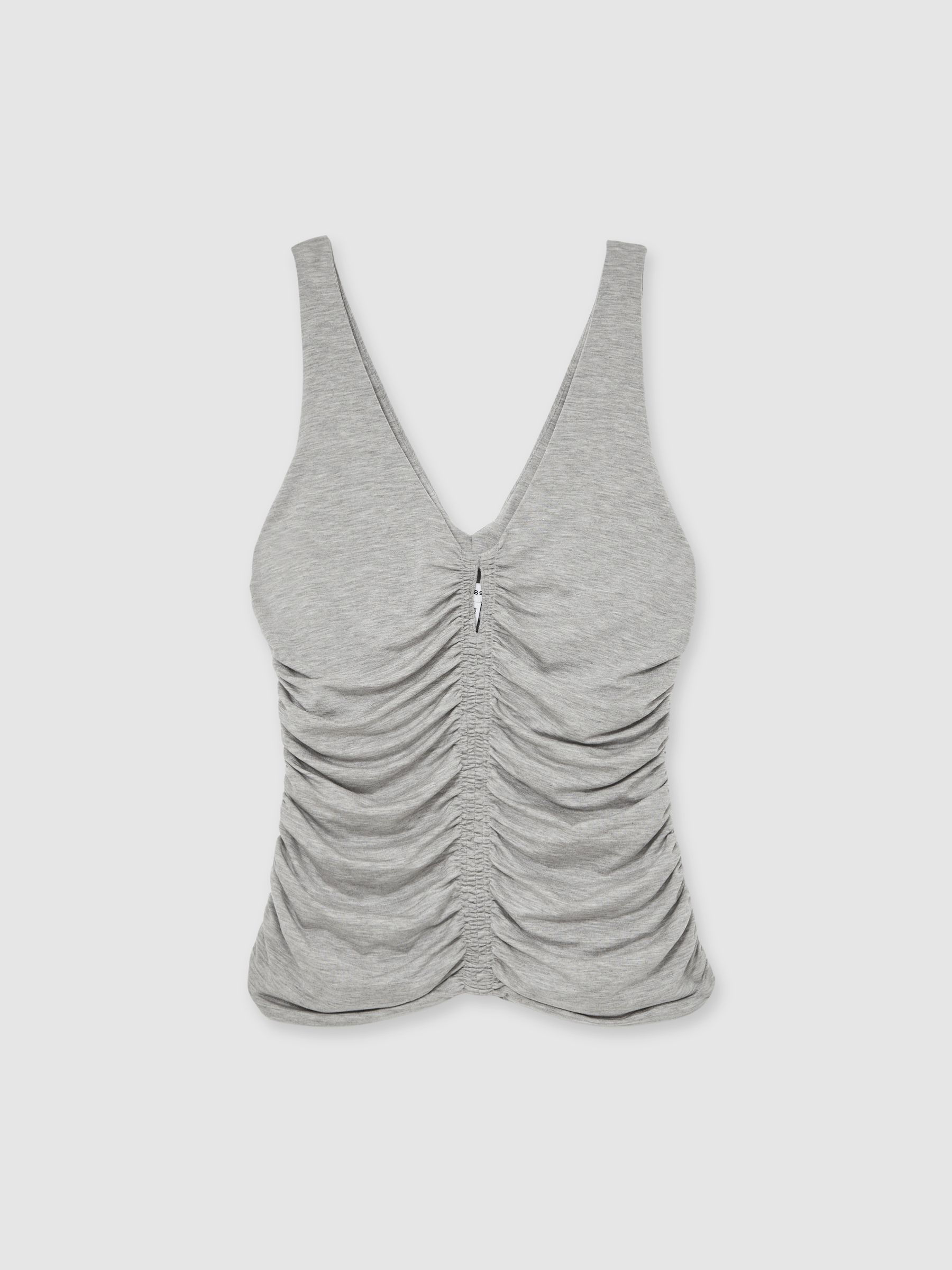 Stretch Lyocell Jersey Ruched Vest in Silver Grey - Image 2 of 5