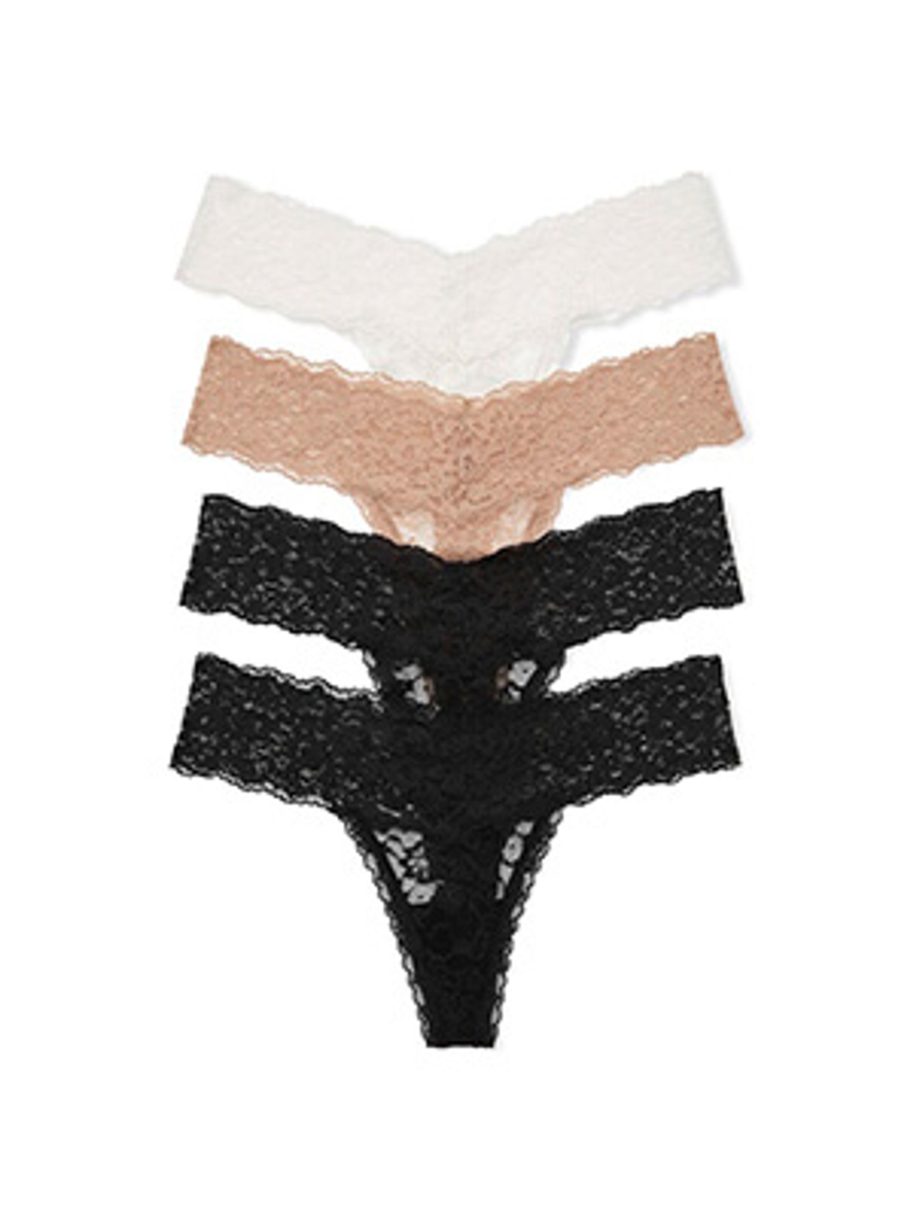 Black/Nude/White Thong 4 Pack Knickers - Image 2 of 8