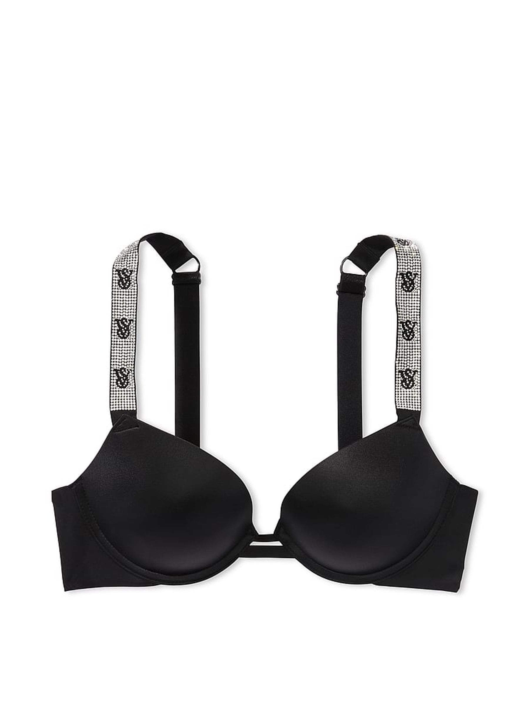 Black Monogram Push Up Shine Strap Bra - Image 3 of 3