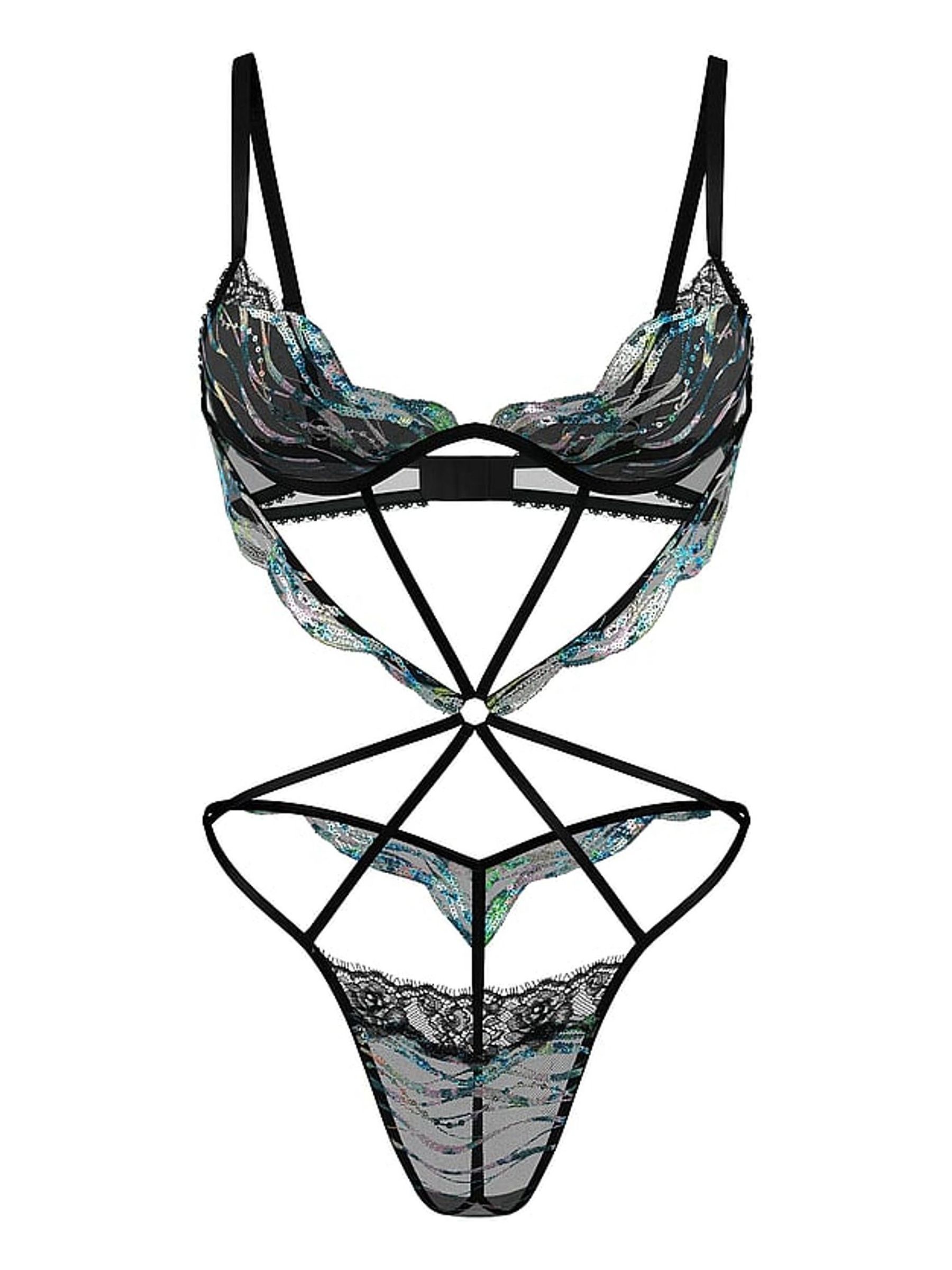 Siren Black Sequin Embroidery Bodysuit - Image 3 of 3