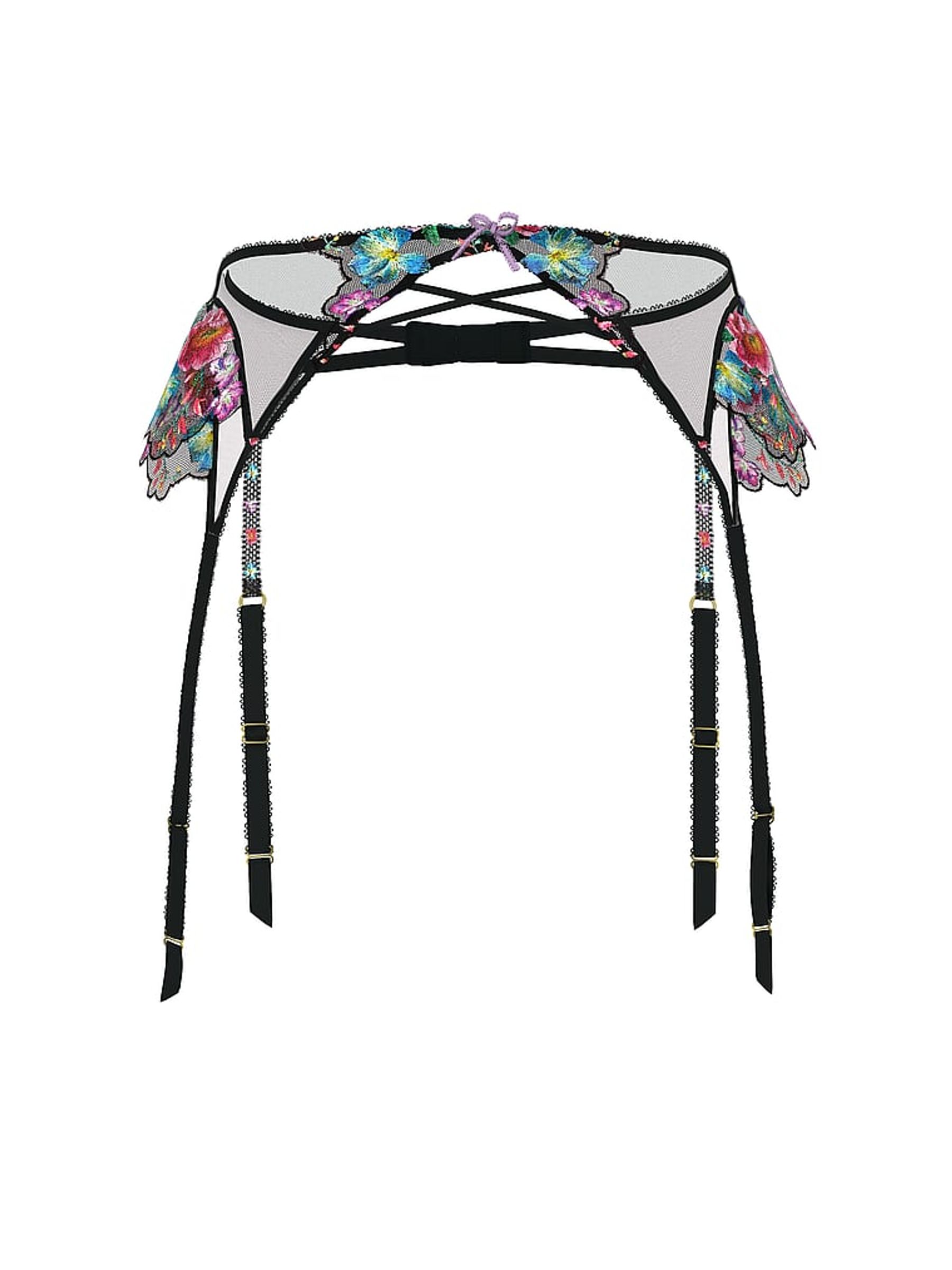 Dark Blossom Black Embroidery Garter Belt - Image 3 of 3