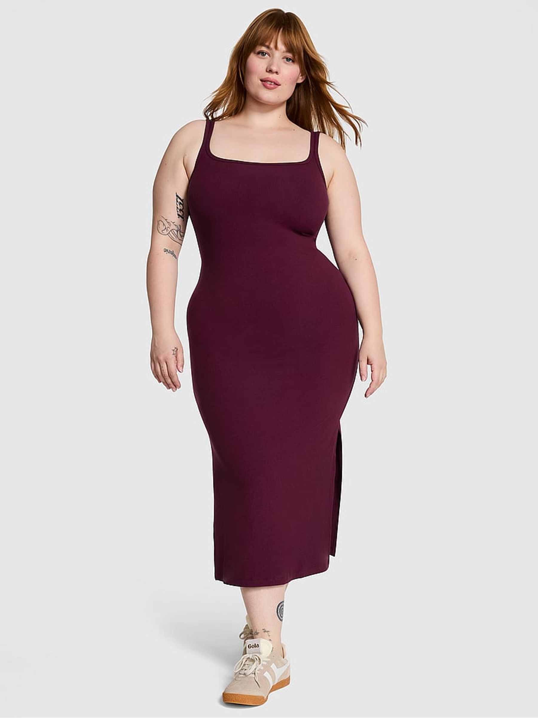 Purple Rose Ribbed Midi Dress - Image 1 of 3