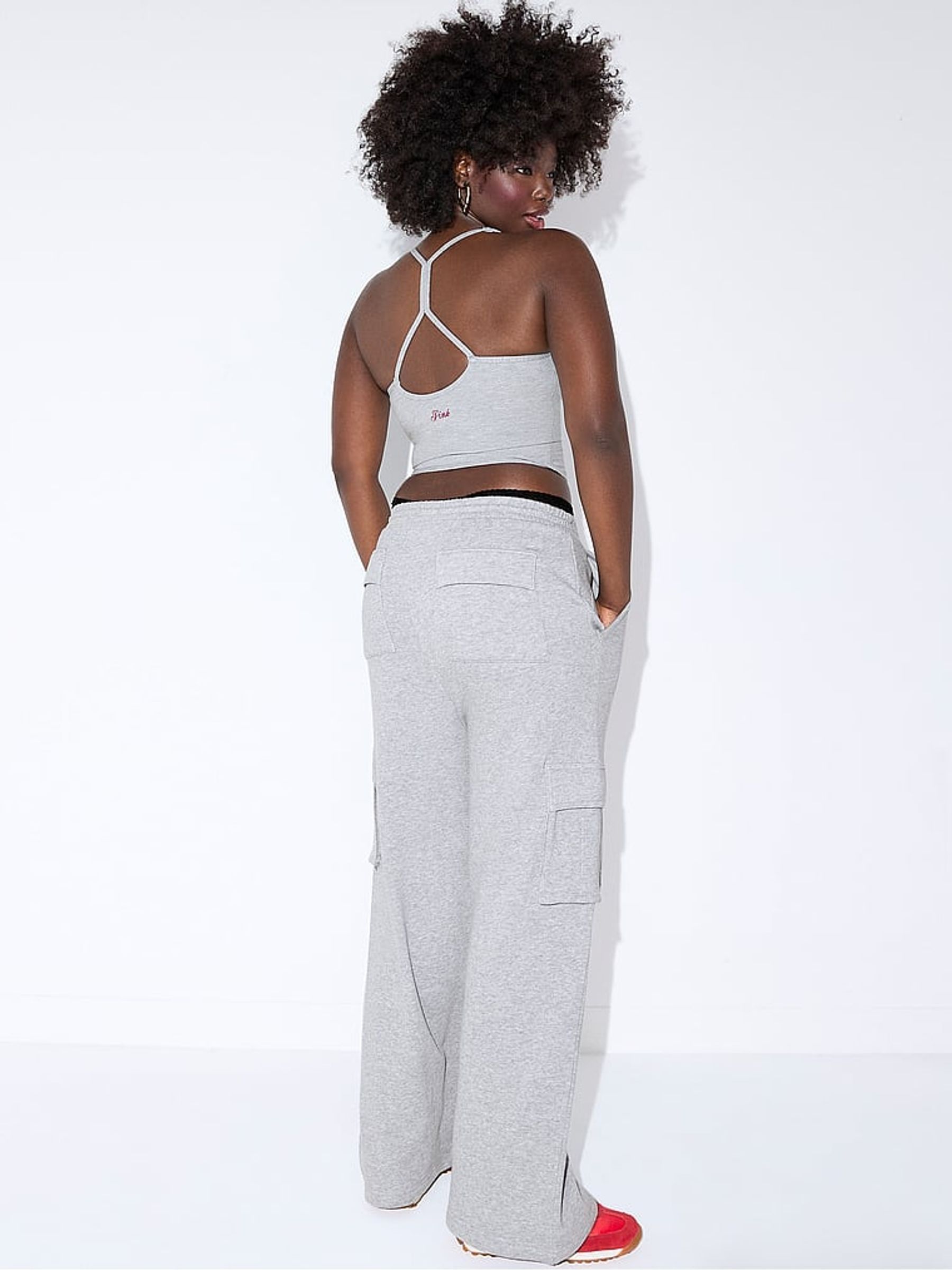 Medium Heather Grey Wide Leg Cargo Joggers - Image 3 of 3