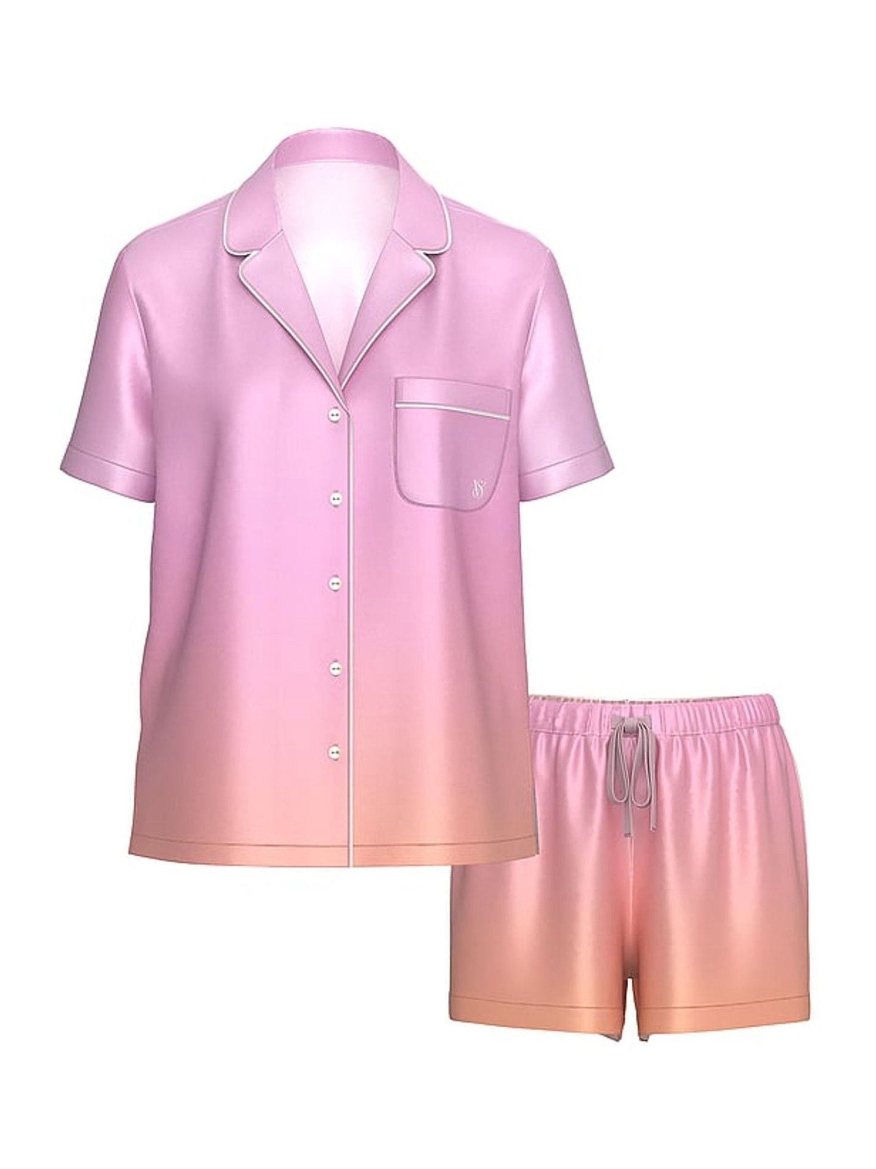 Pink Ombre Satin Short Pyjamas Set - Image 3 of 3