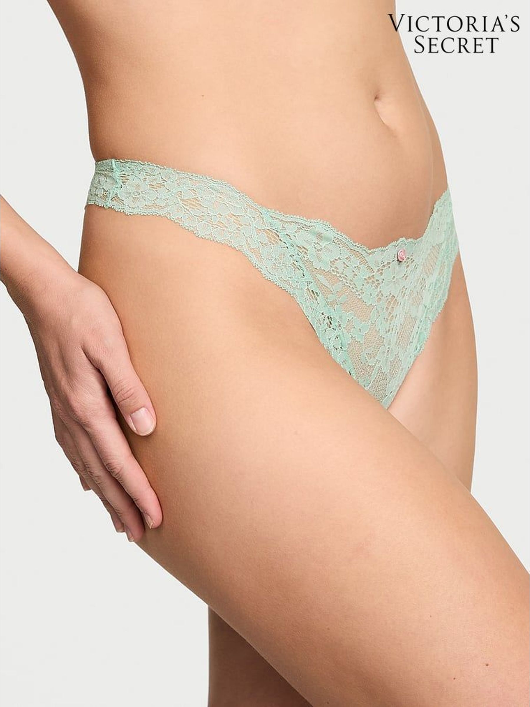 Silent Green Thong Lace Knickers - Image 3 of 3 Silent Green Thong Lace Knickers - Image 3 of 3
