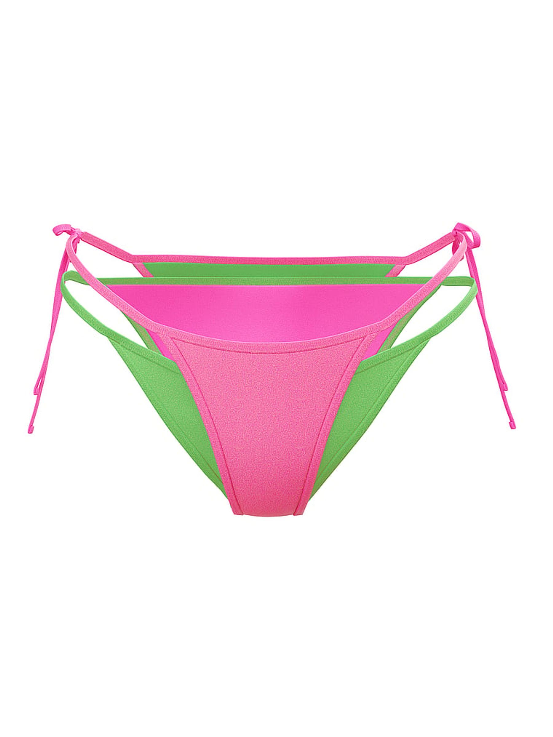 Carmine Rose Pink/Wild Green Double Layer Bikini Bottoms - Image 3 of 3