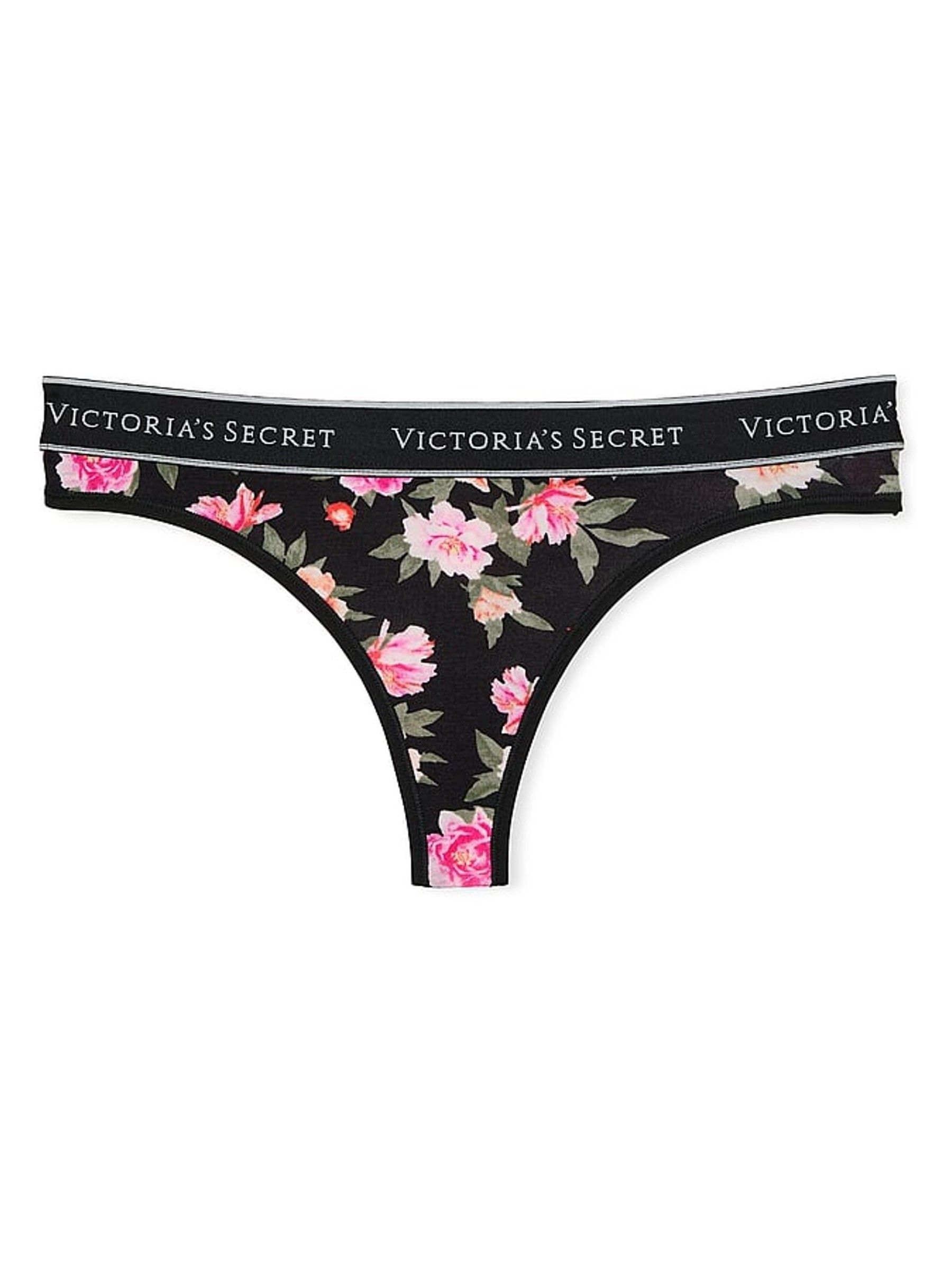 Black Floral Thong Logo Knickers - Image 3 of 3