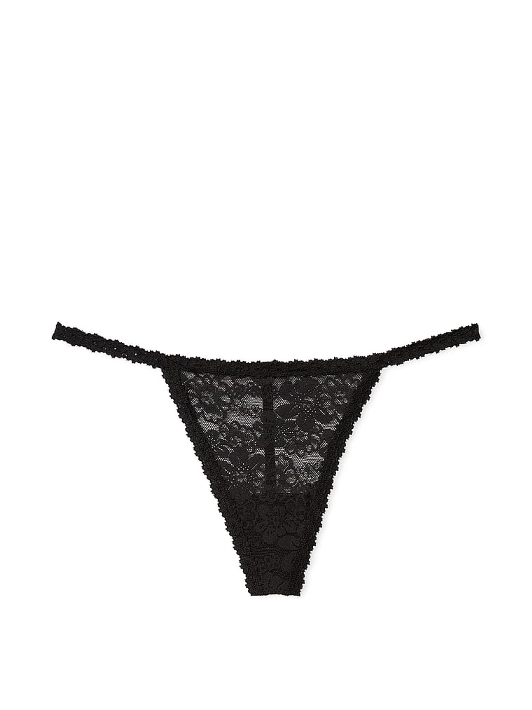 Black G-String Floral Lace Knickers - Image 3 of 3
