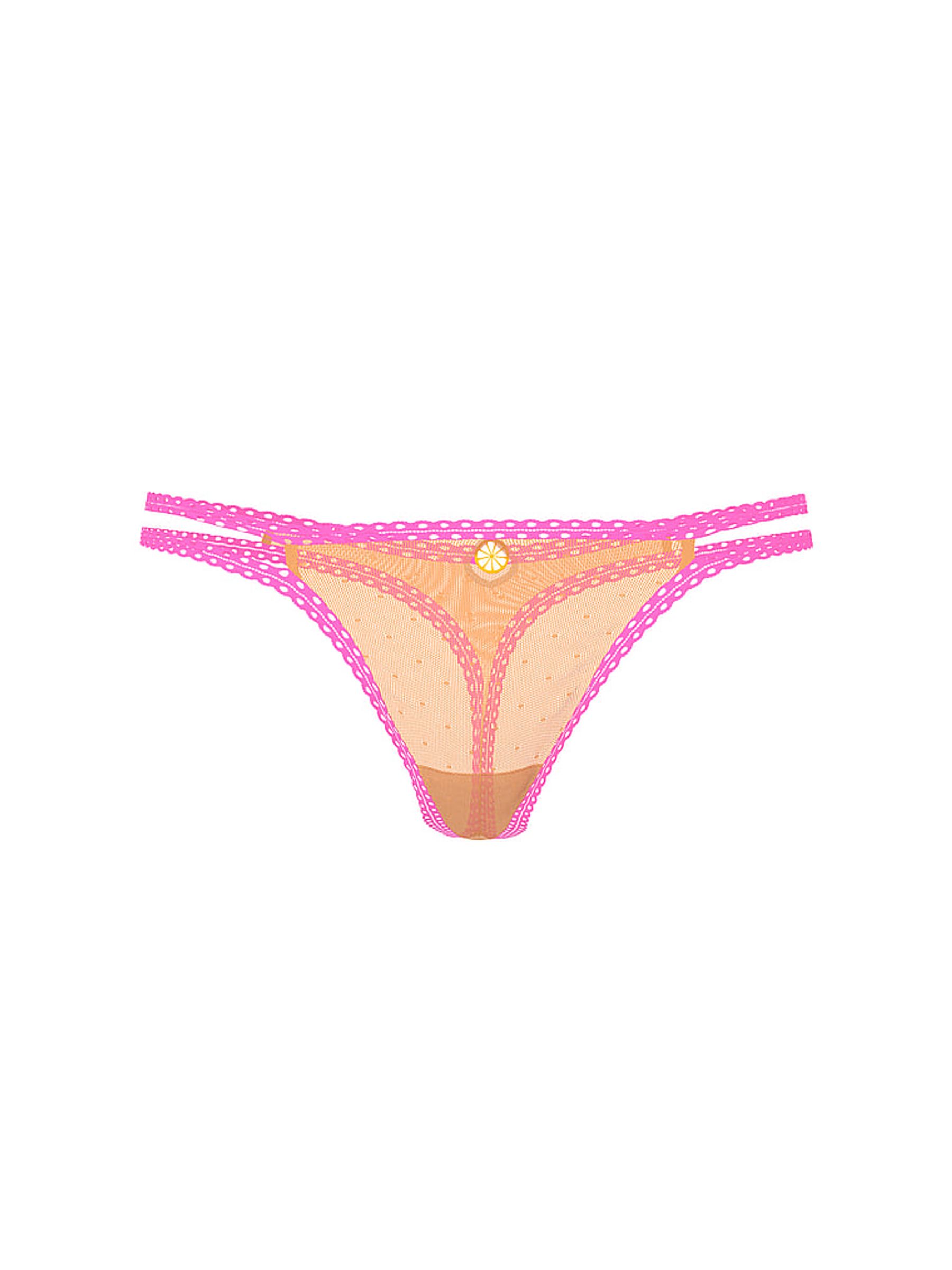 Vitamin C Orange Double Strap Thong Lace Trim Knickers - Image 3 of 3