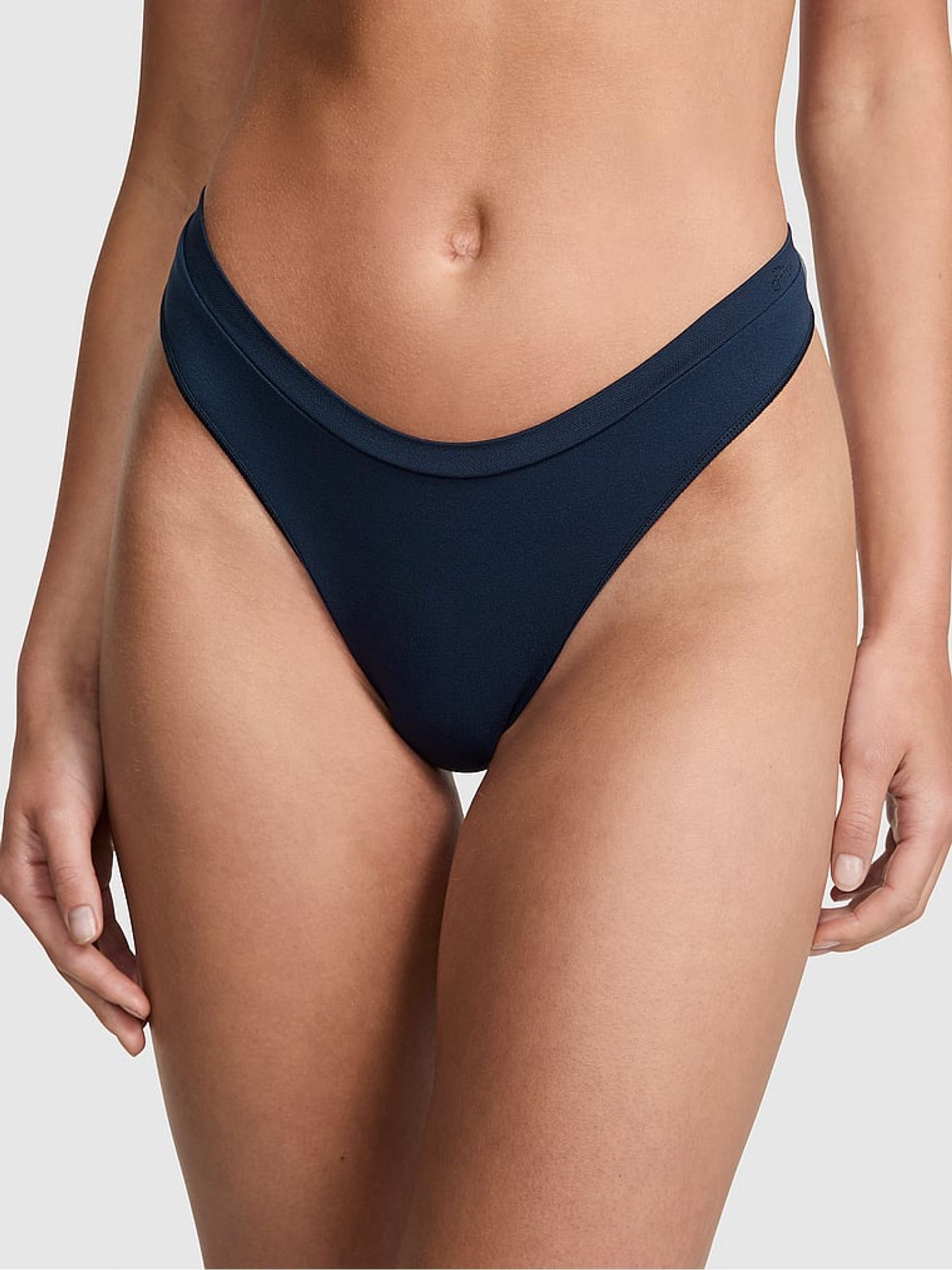 Noir Navy Blue Thong Seamless Scoop Thong Knickers - Image 1 of 3