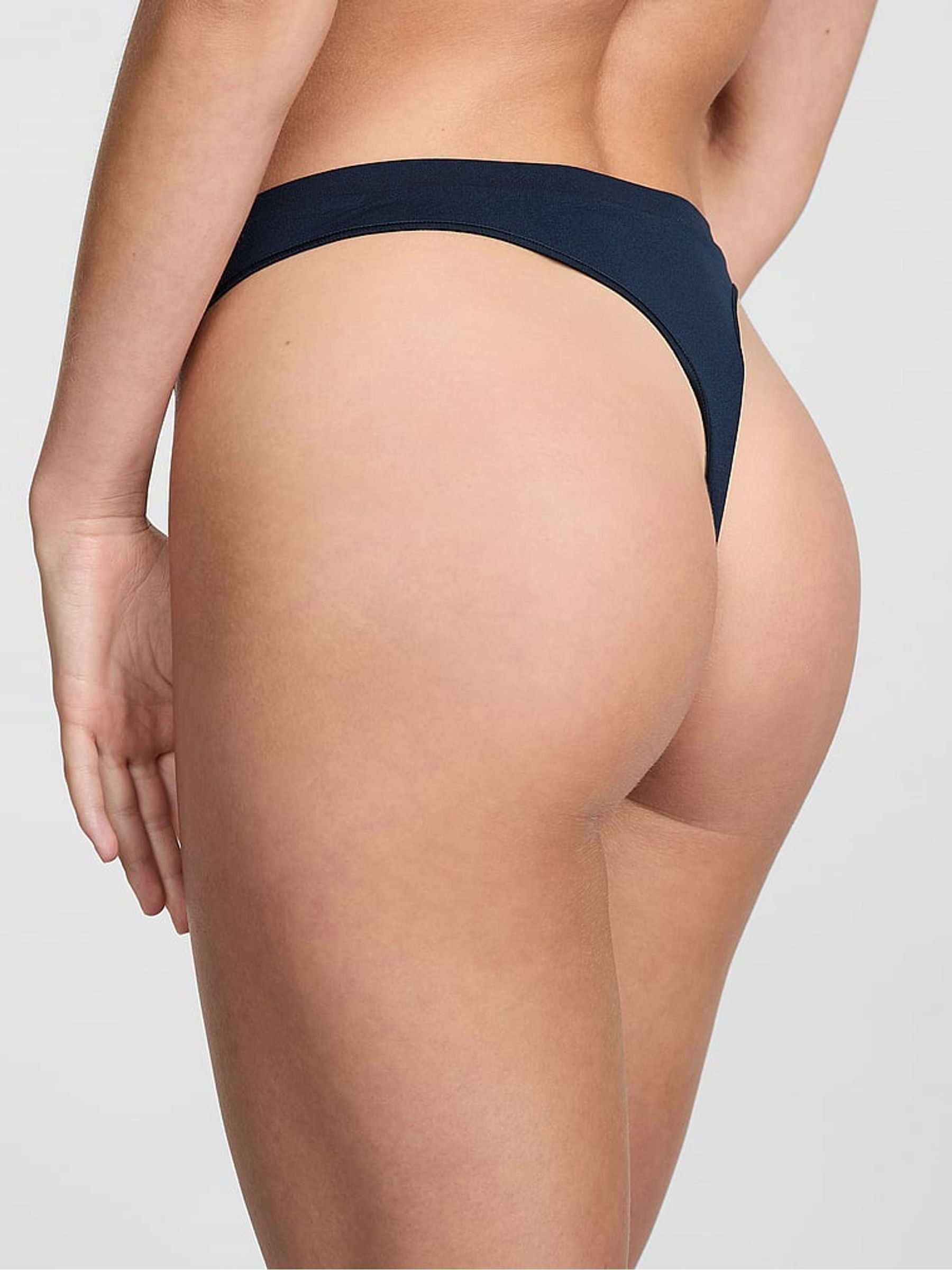 Noir Navy Blue Thong Seamless Scoop Thong Knickers - Image 2 of 3