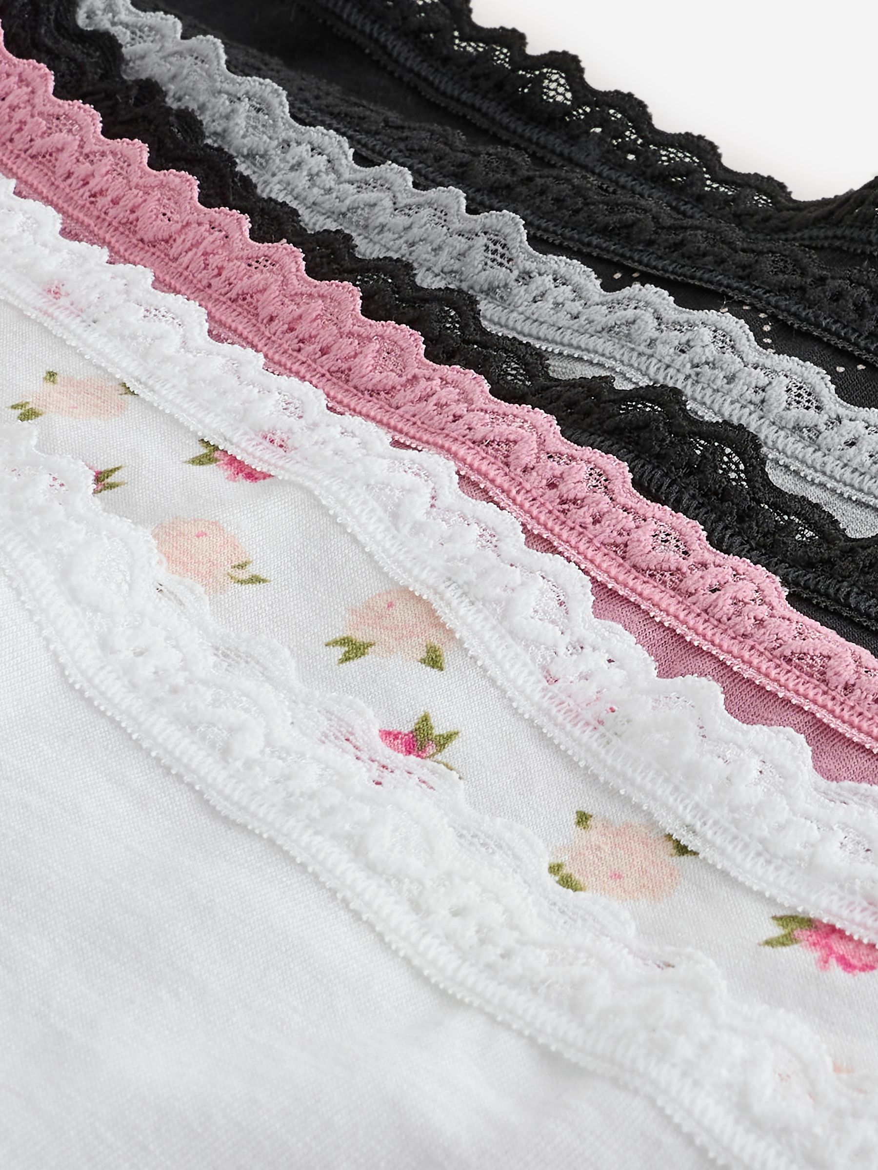White/Pink/Black/Grey Cheeky 7 Pack Lace Trim Knickers - Image 4 of 12