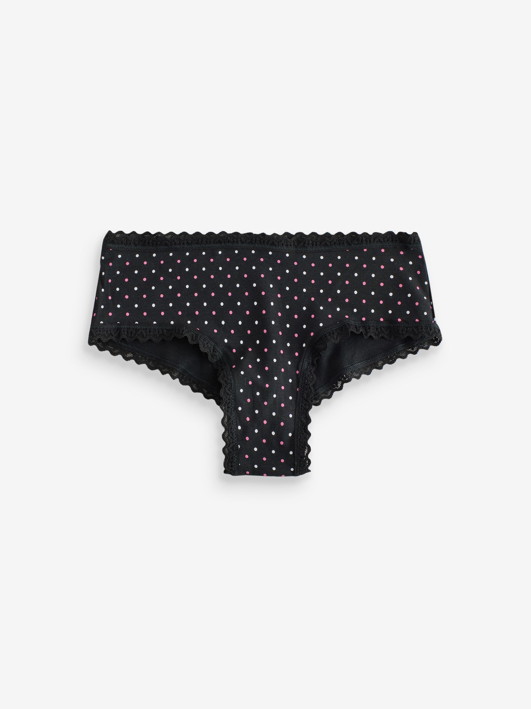 White/Pink/Black/Grey Cheeky 7 Pack Lace Trim Knickers - Image 9 of 12