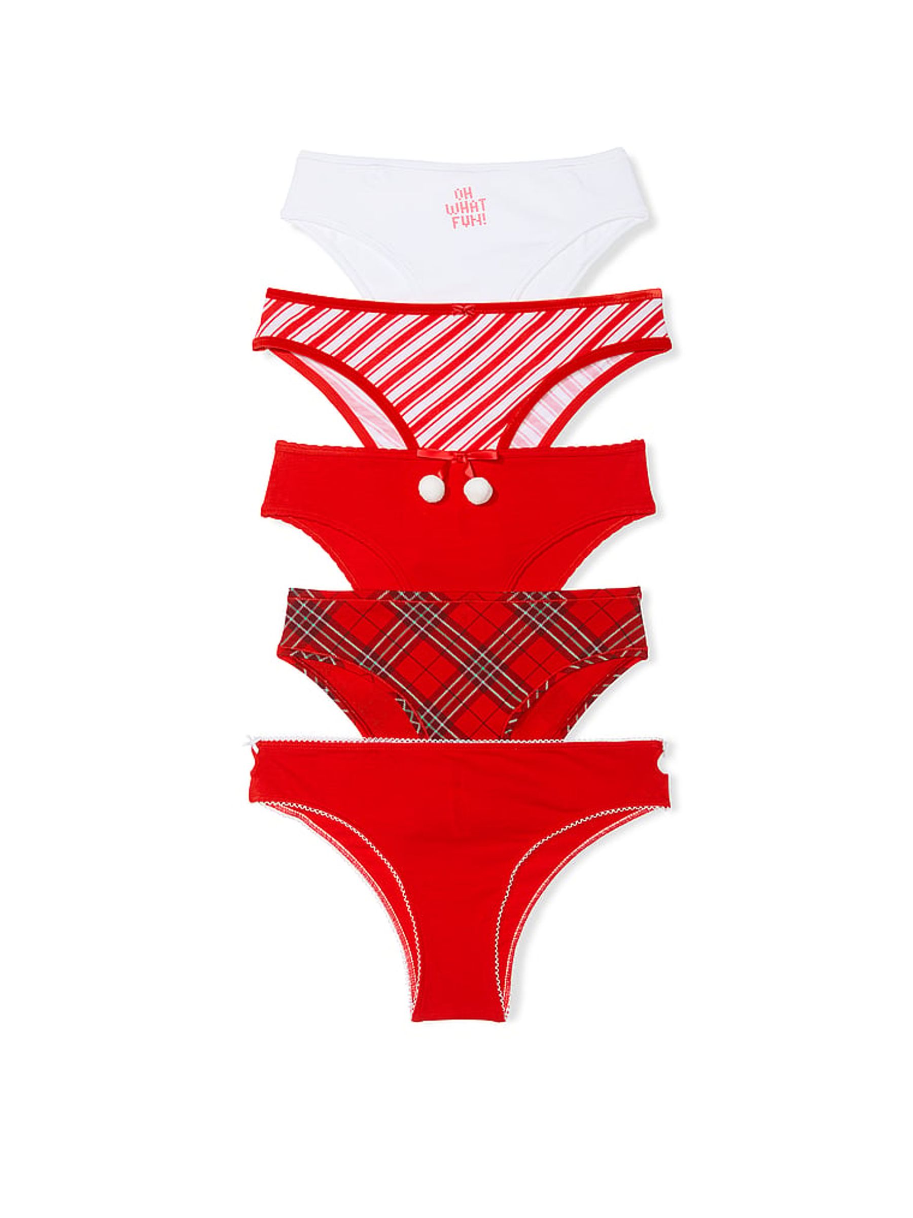 Red & White Christmas Cheeky Knickers 5 Pack - Image 1 of 1 Red & White Christmas Cheeky Knickers 5 Pack - Image 1 of 1