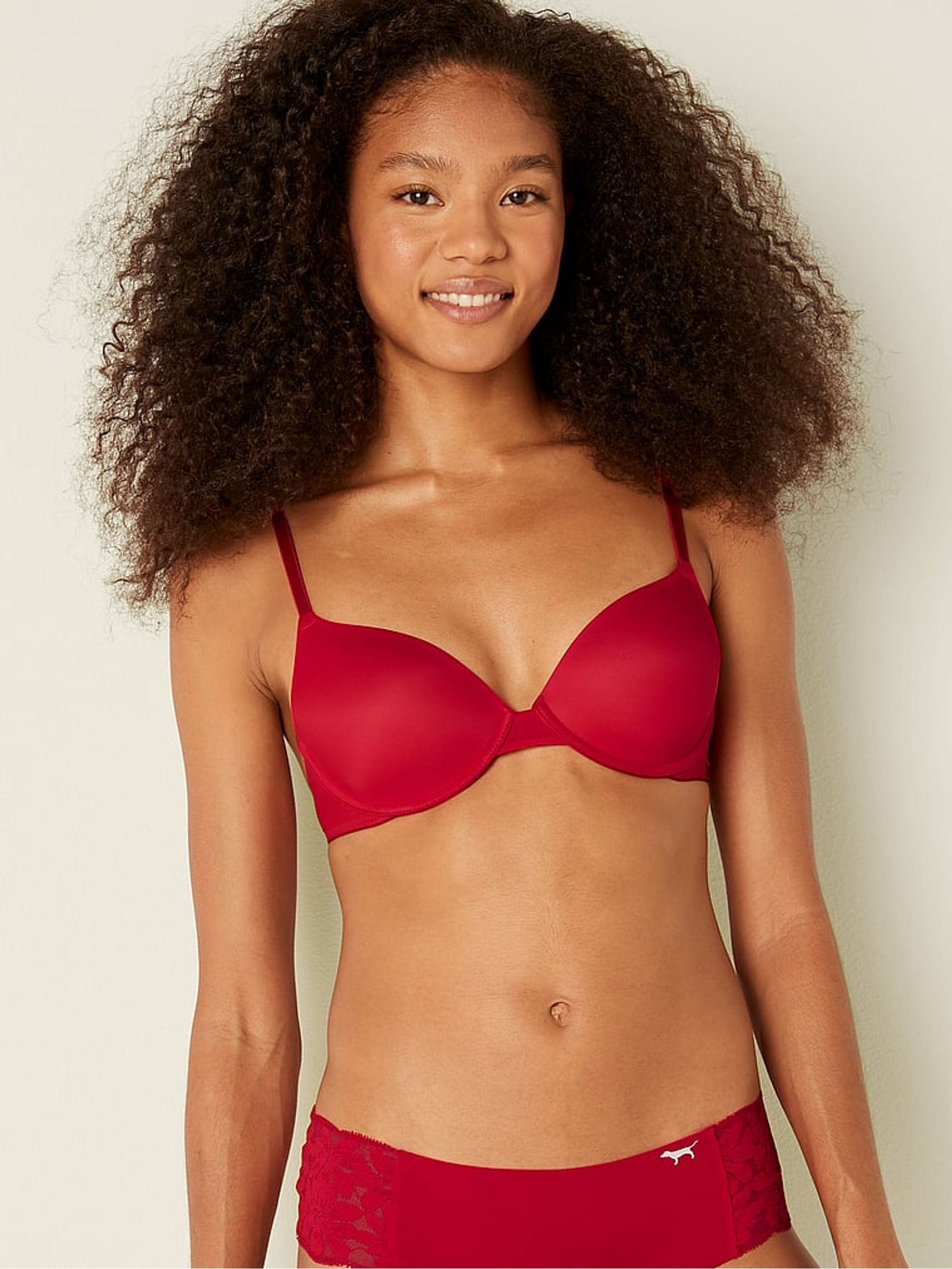 Red Lightly Lined Demi Bra - Image 1 of 5 Red Lightly Lined Demi Bra - Image 1 of 5