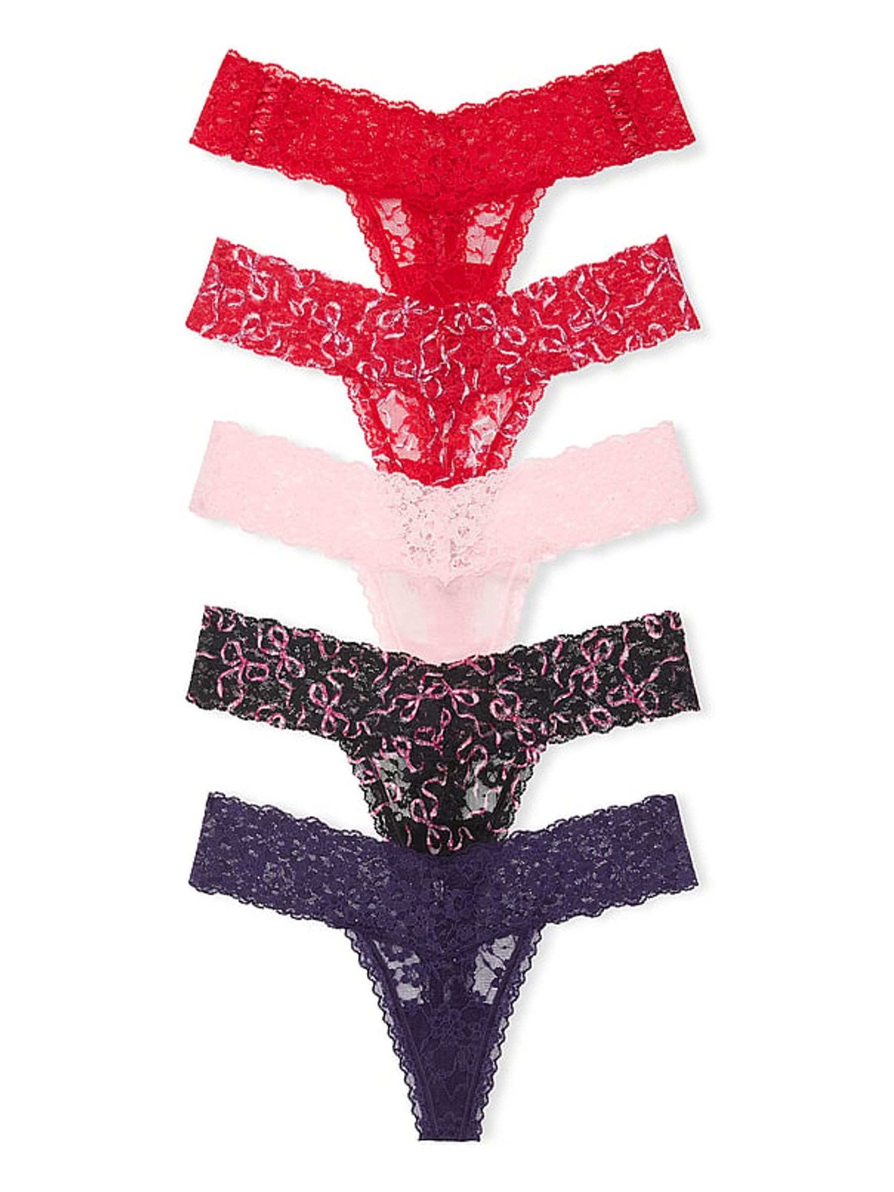 Red/Pink/Black/Purple Thong 5 Pack Knickers - Image 1 of 3