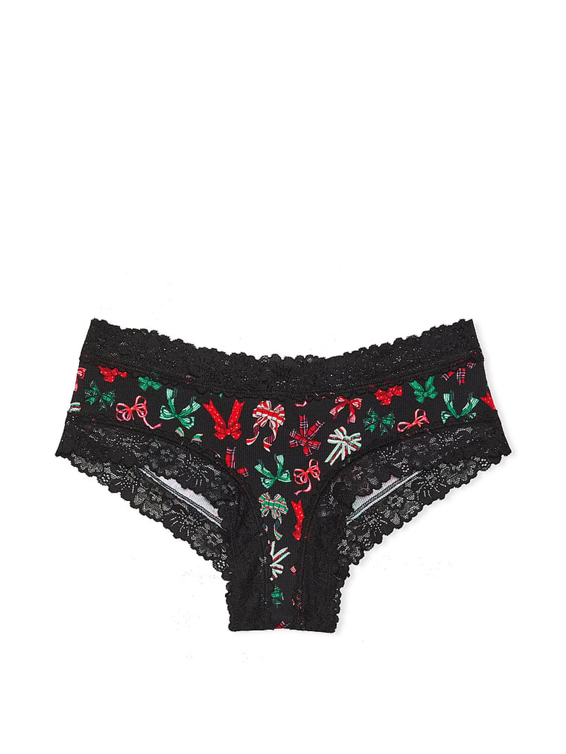 Black Bows Cheeky Lace Trim Rib Knickers - Image 3 of 3