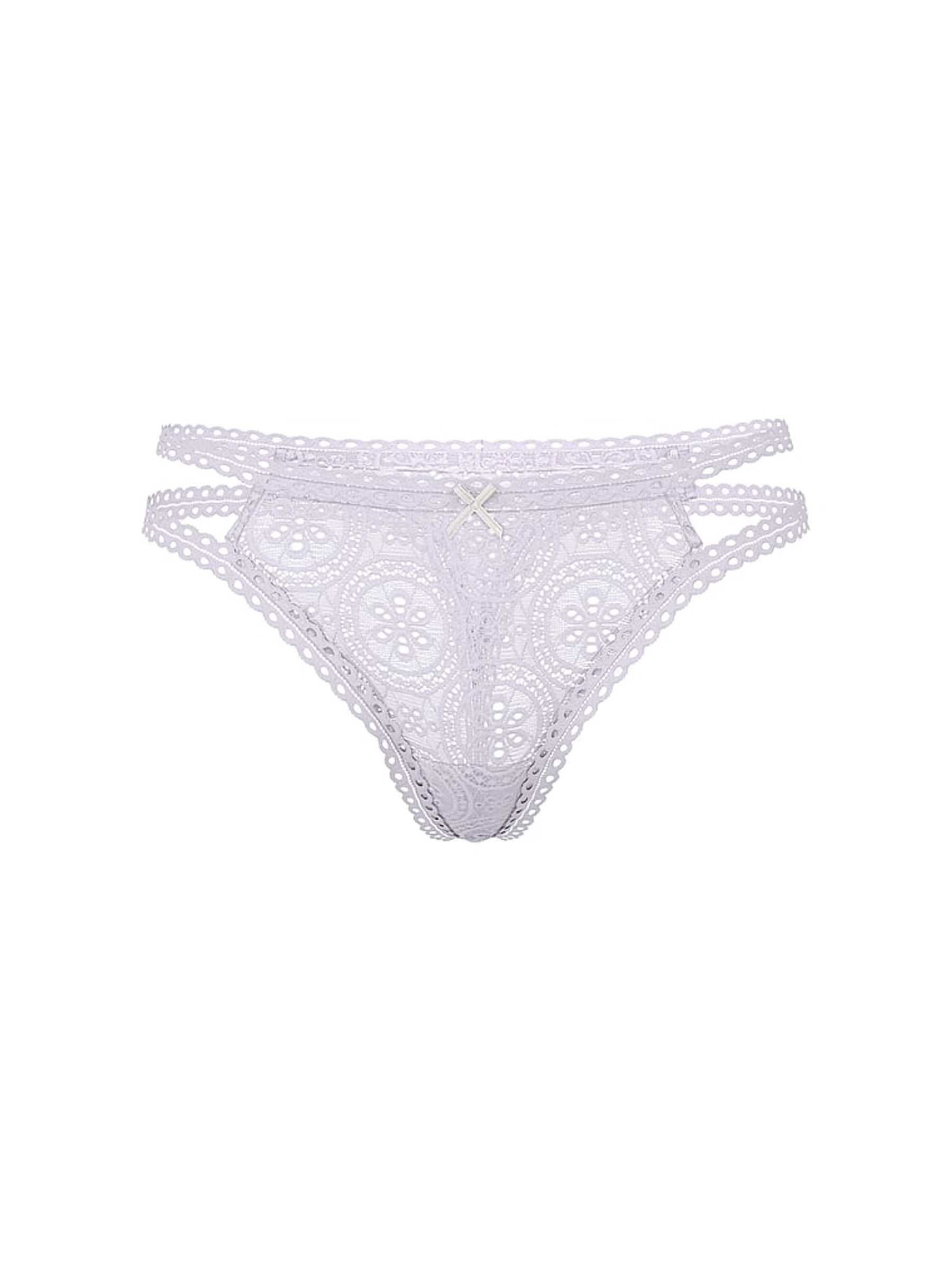 Purple Whisper Double Strap Thong Eyelet Lace Knickers - Image 3 of 3