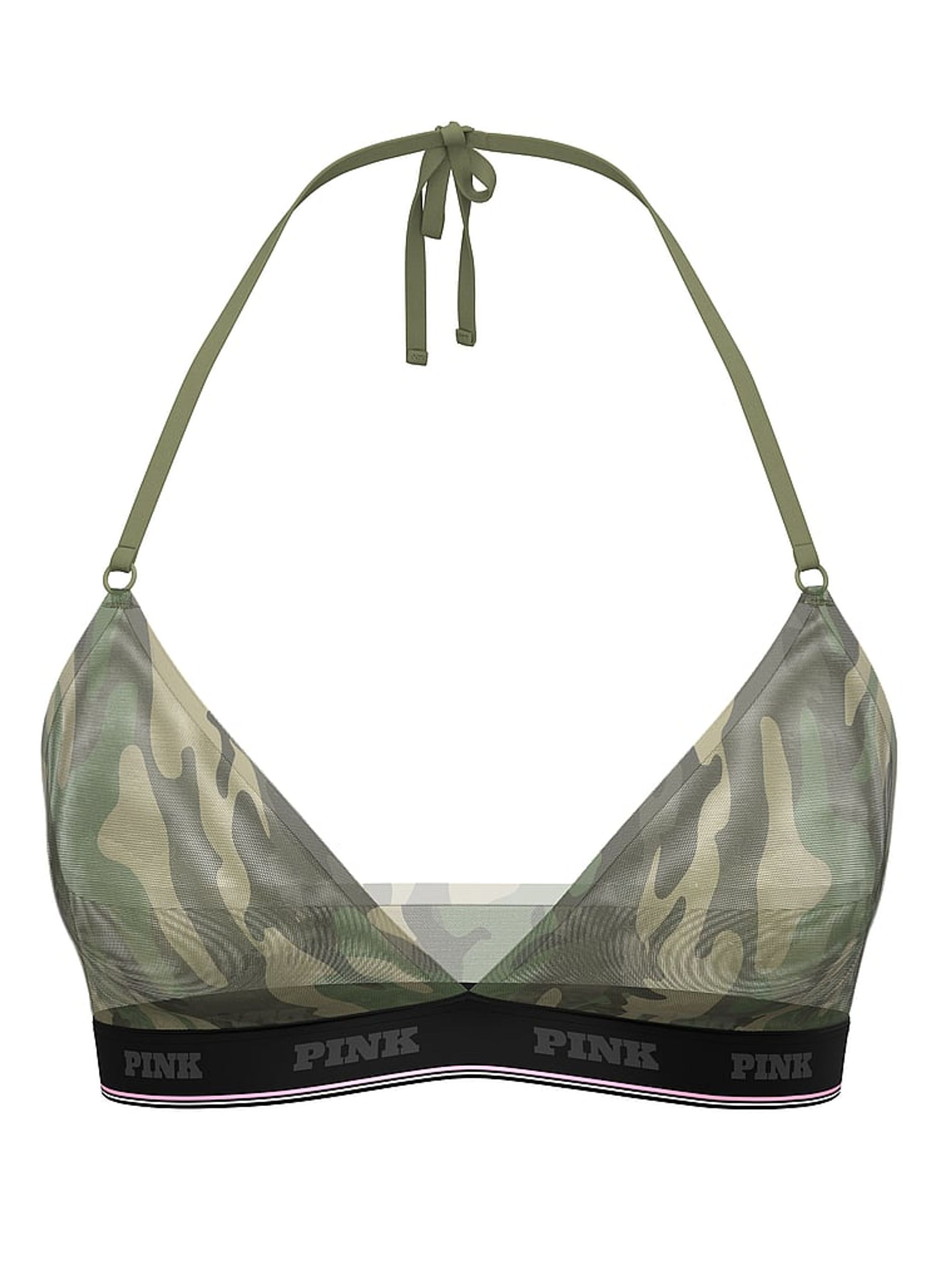 Camo Green Halterneck Mesh Logo Triangle Bralette - Image 3 of 3