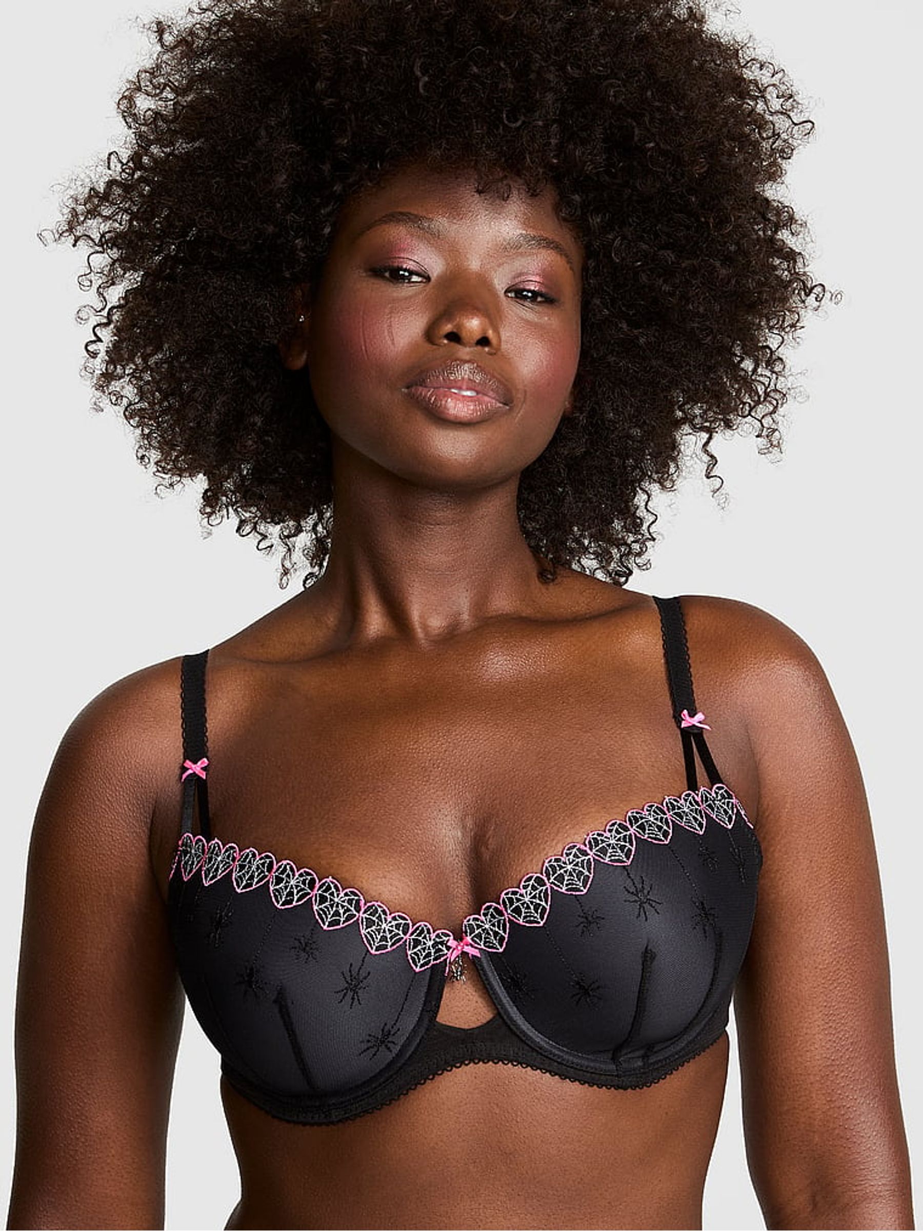 Black Spider Web Embroidery Bra - Image 1 of 2