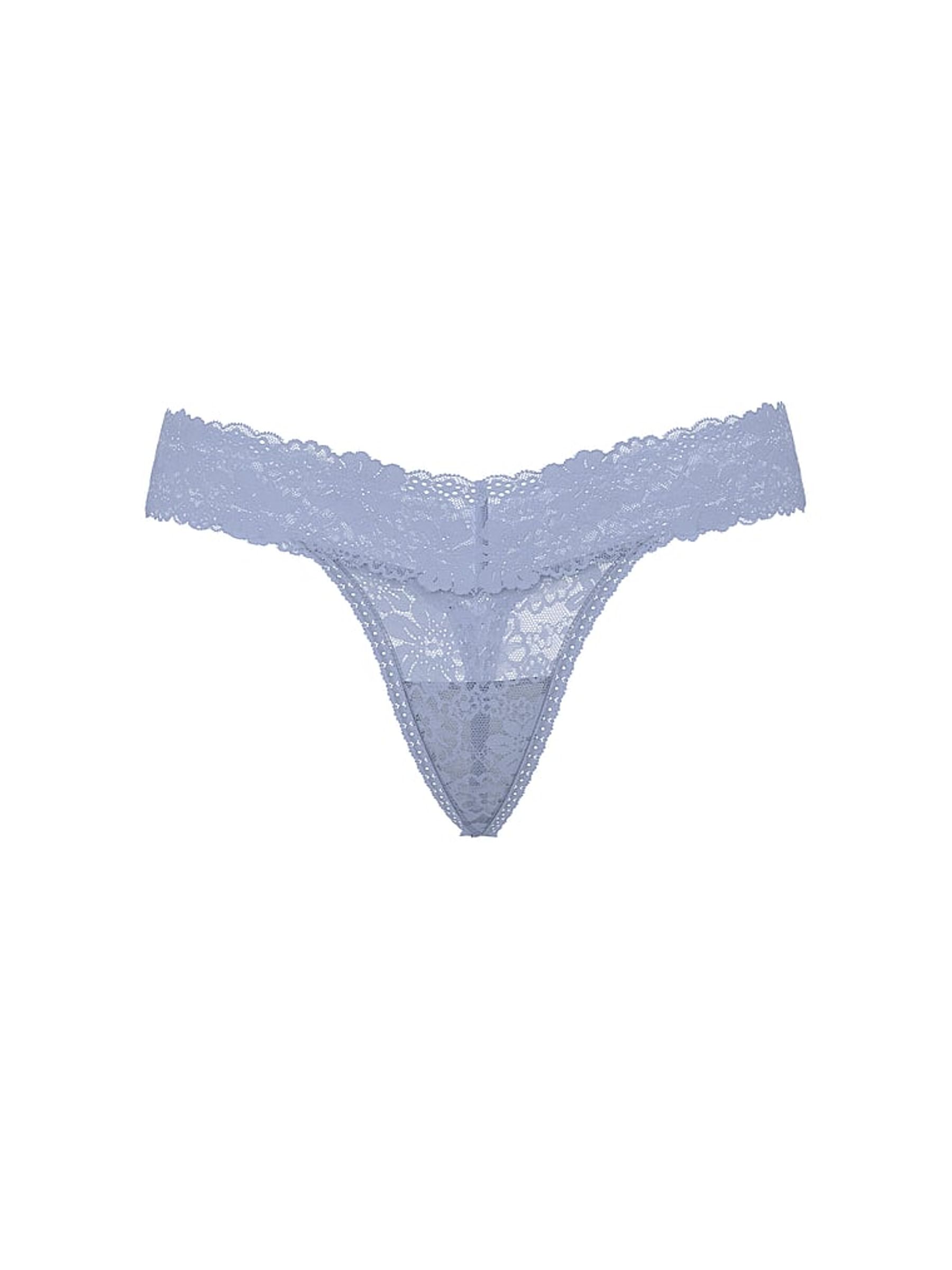 Dusty Iris Blue Thong Floral Lace Knickers - Image 3 of 3