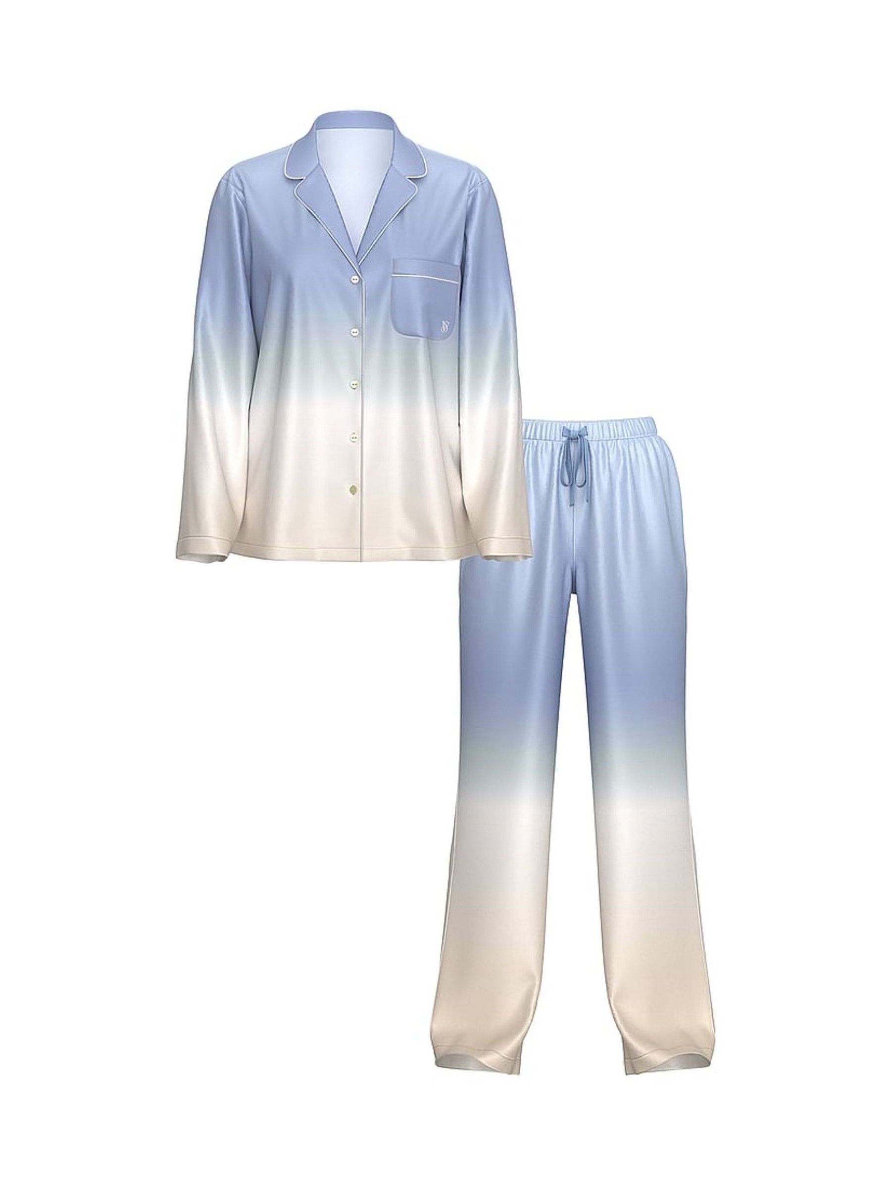 Shell Blue Ombre Satin Long Pyjamas Set - Image 3 of 3