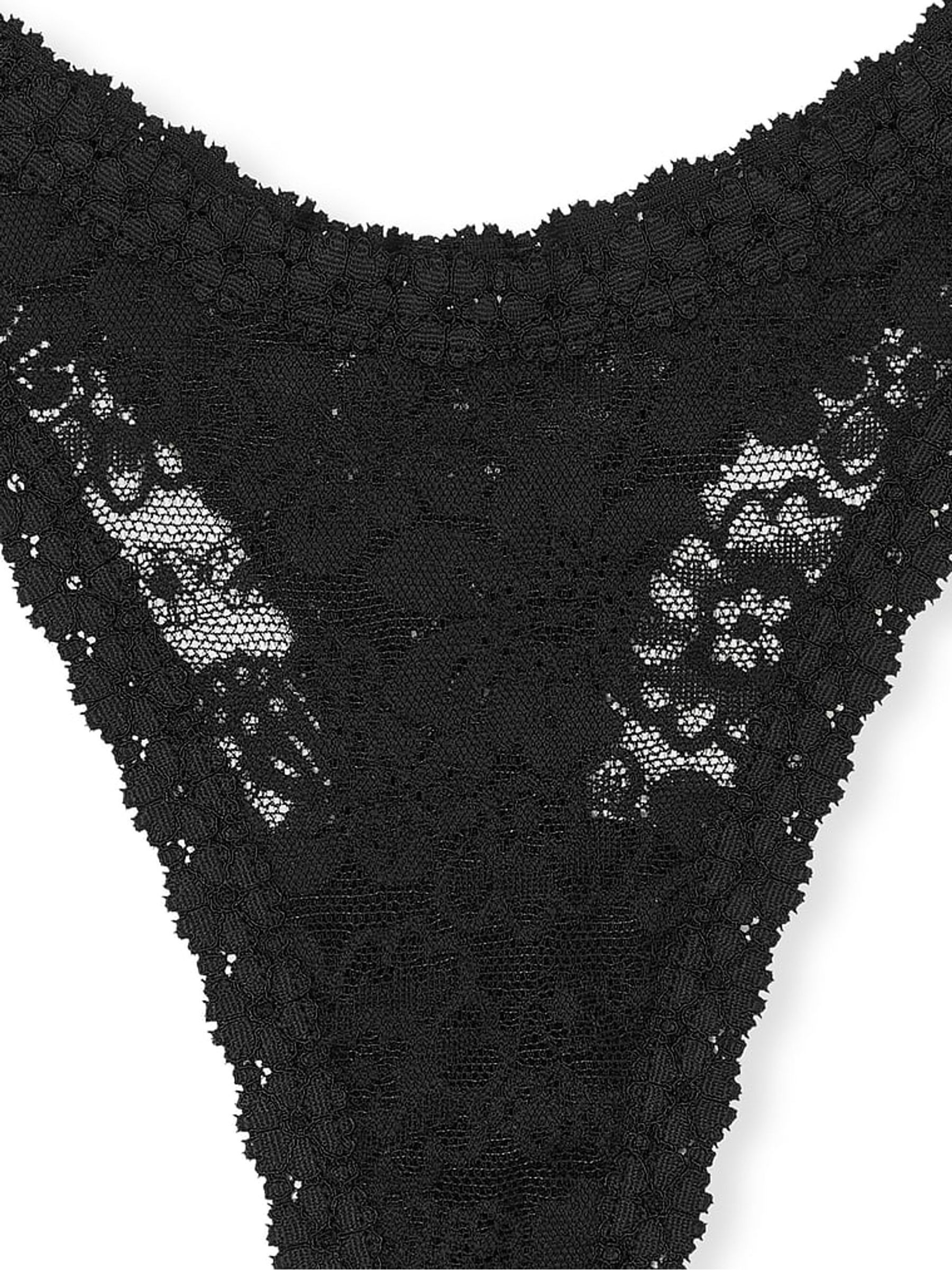 Black Mini Scoop Thong Lace Knickers - Image 4 of 4