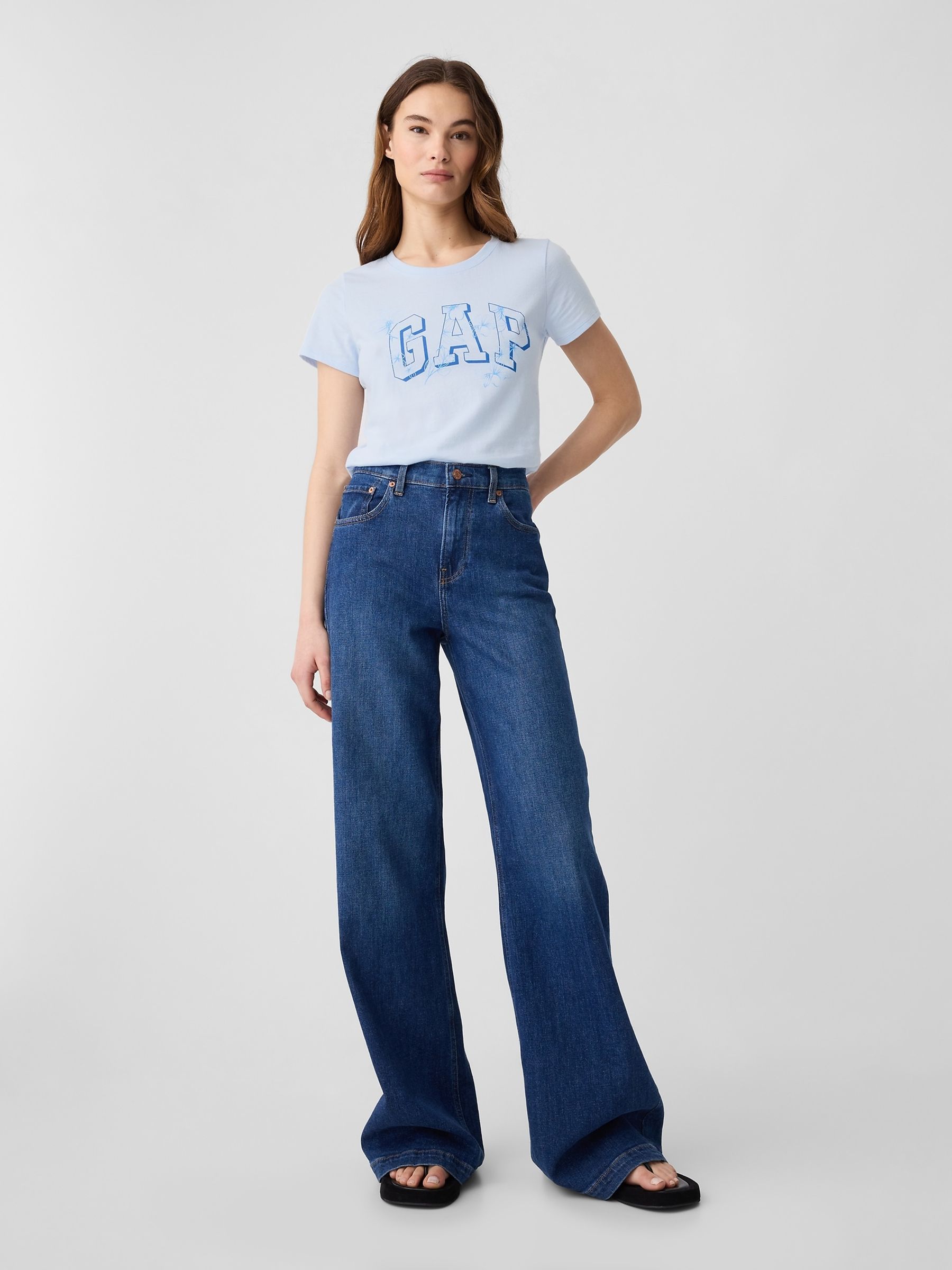 Blue Floral Logo Short Sleeve Crew Neck T-Shirt - Image 3 of 7