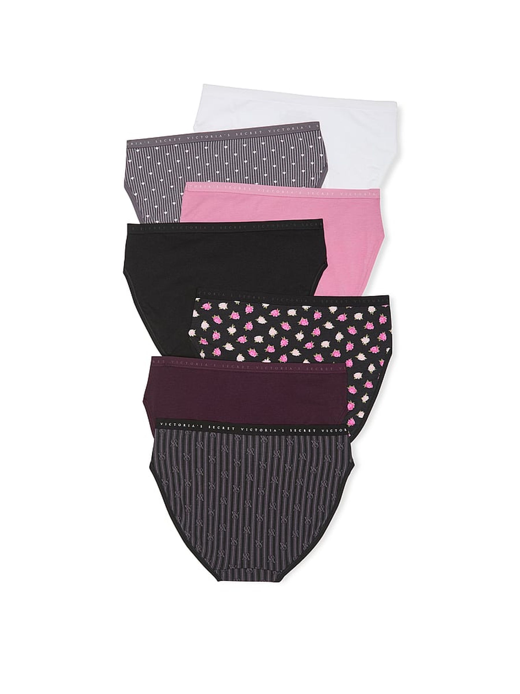 White/Grey/Pink/Black Brief 7 Pack Logo Knickers - Image 2 of 2