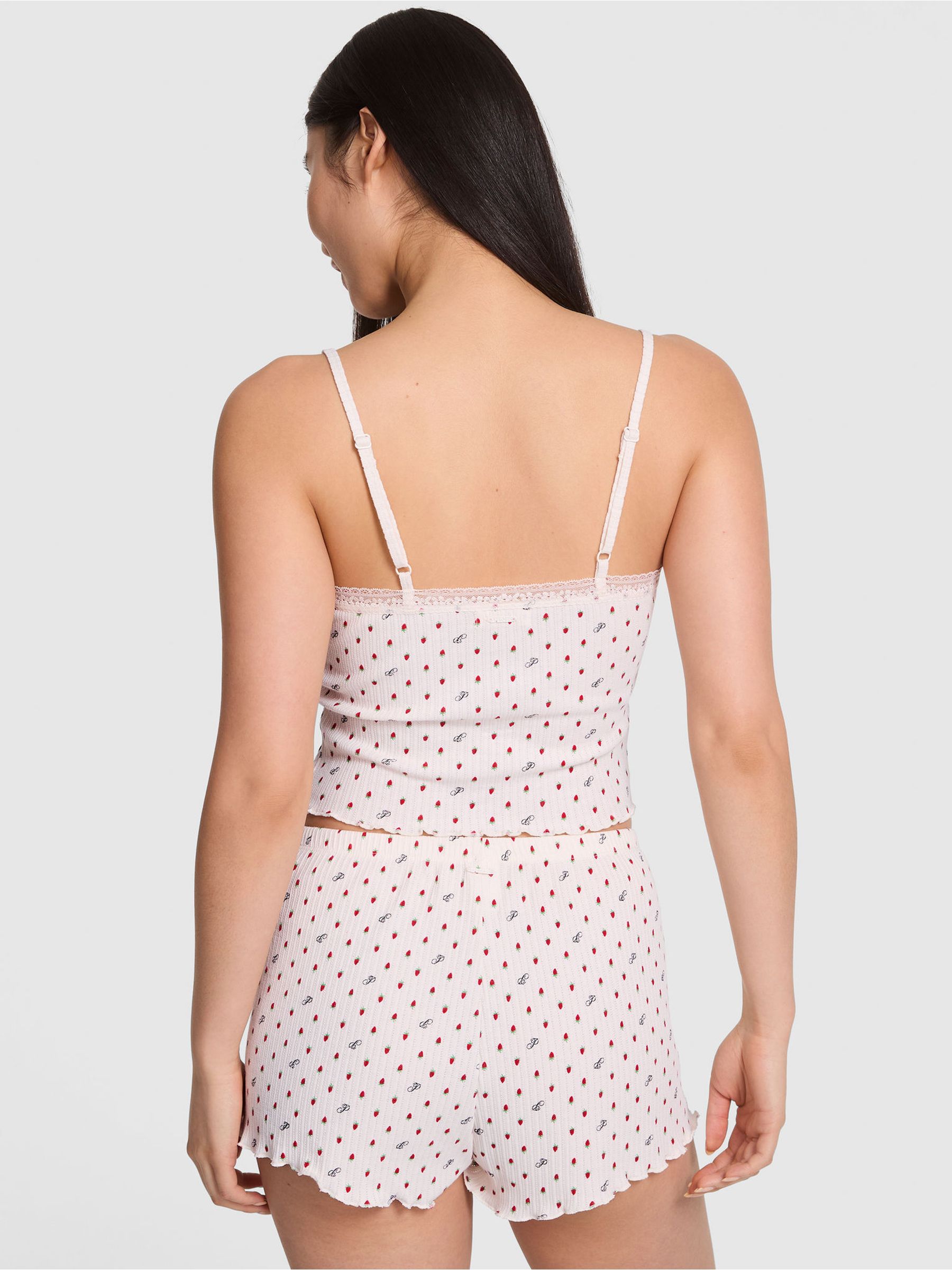 White Shell Strawberries Pointelle Pyjama Shorts - Image 2 of 4