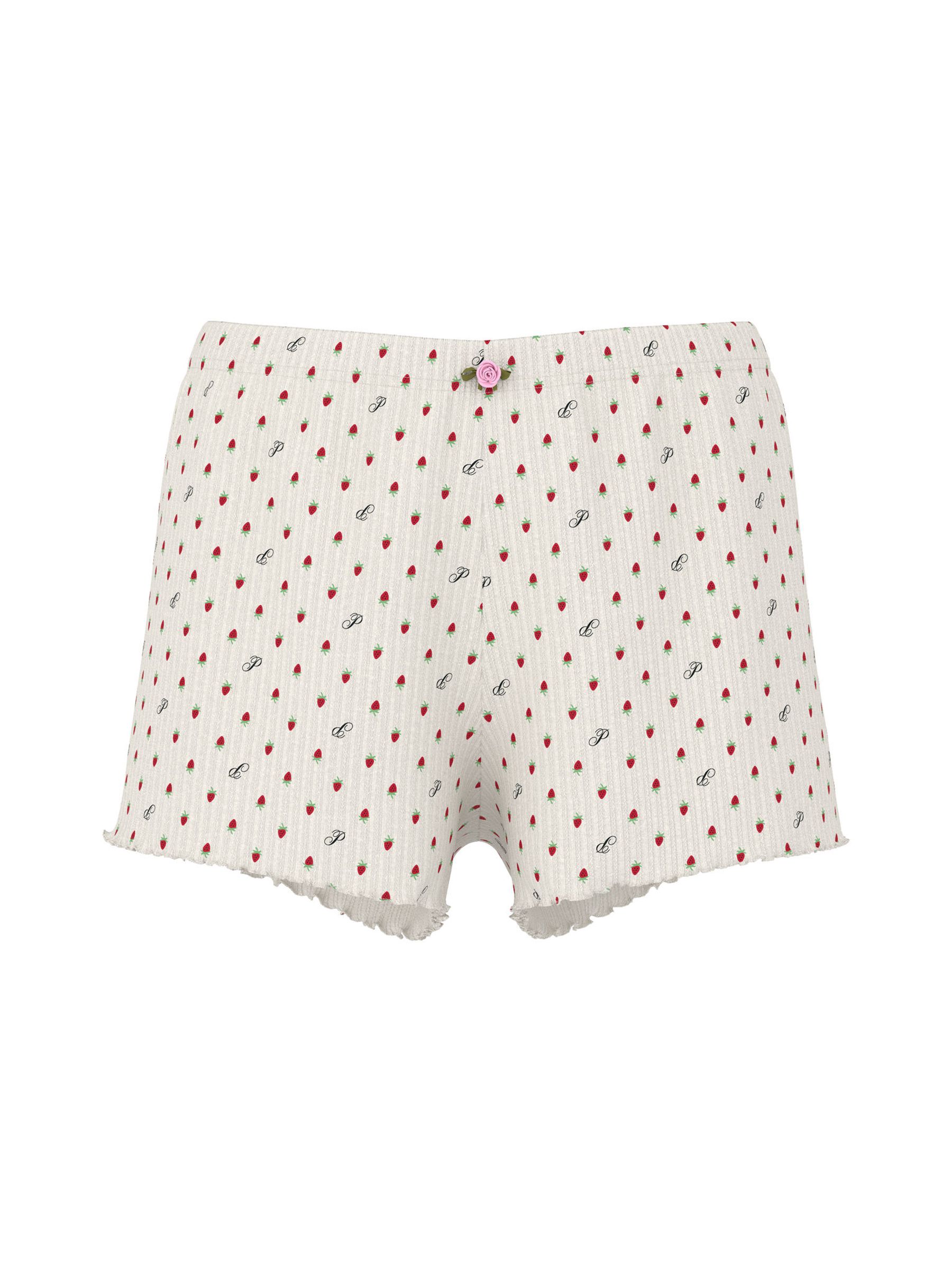 White Shell Strawberries Pointelle Pyjama Shorts - Image 3 of 4