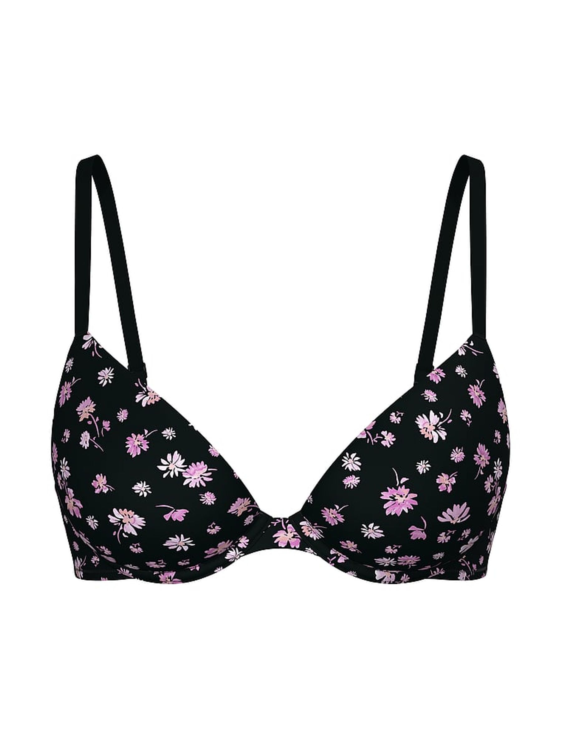 Black Floral Super Push Up Bra - Image 1 of 2