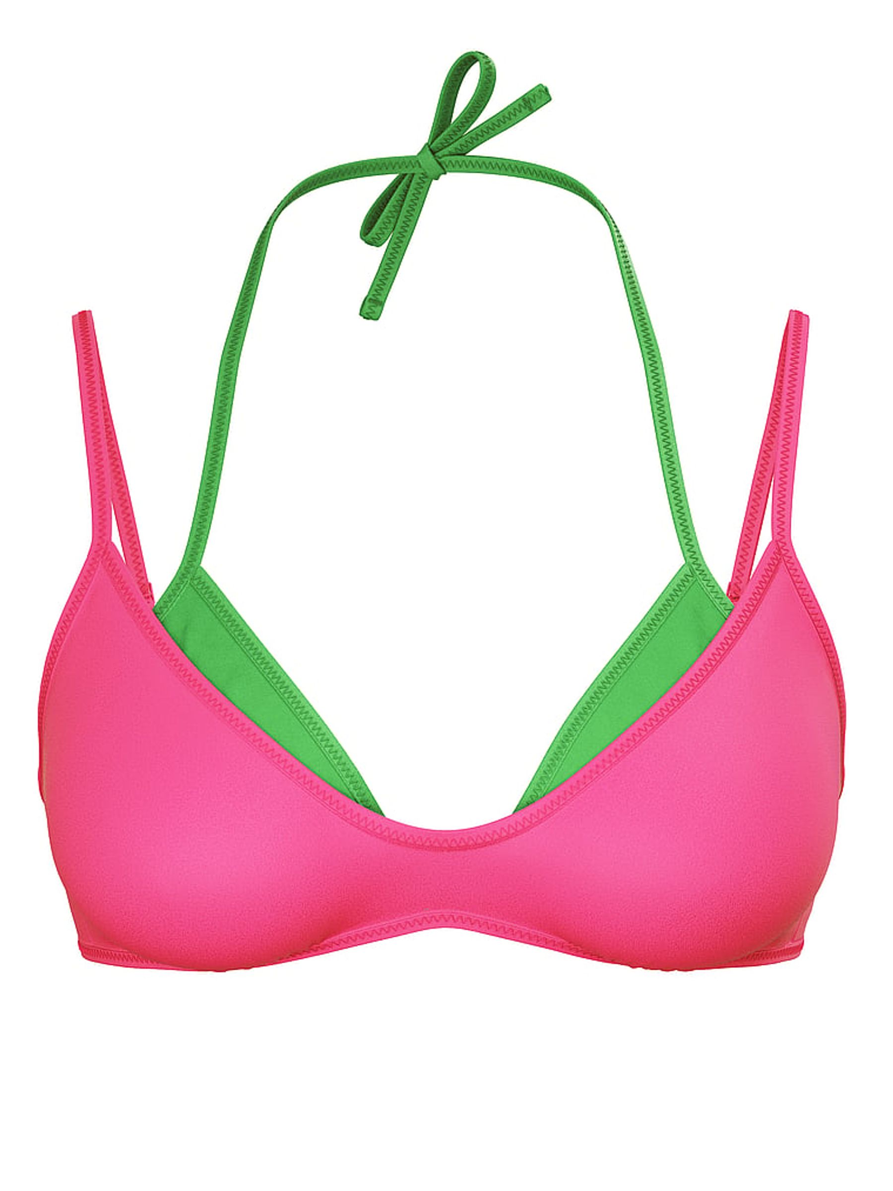 Carmine Rose Pink/Wild Green Double Layer Bikini Top - Image 3 of 3