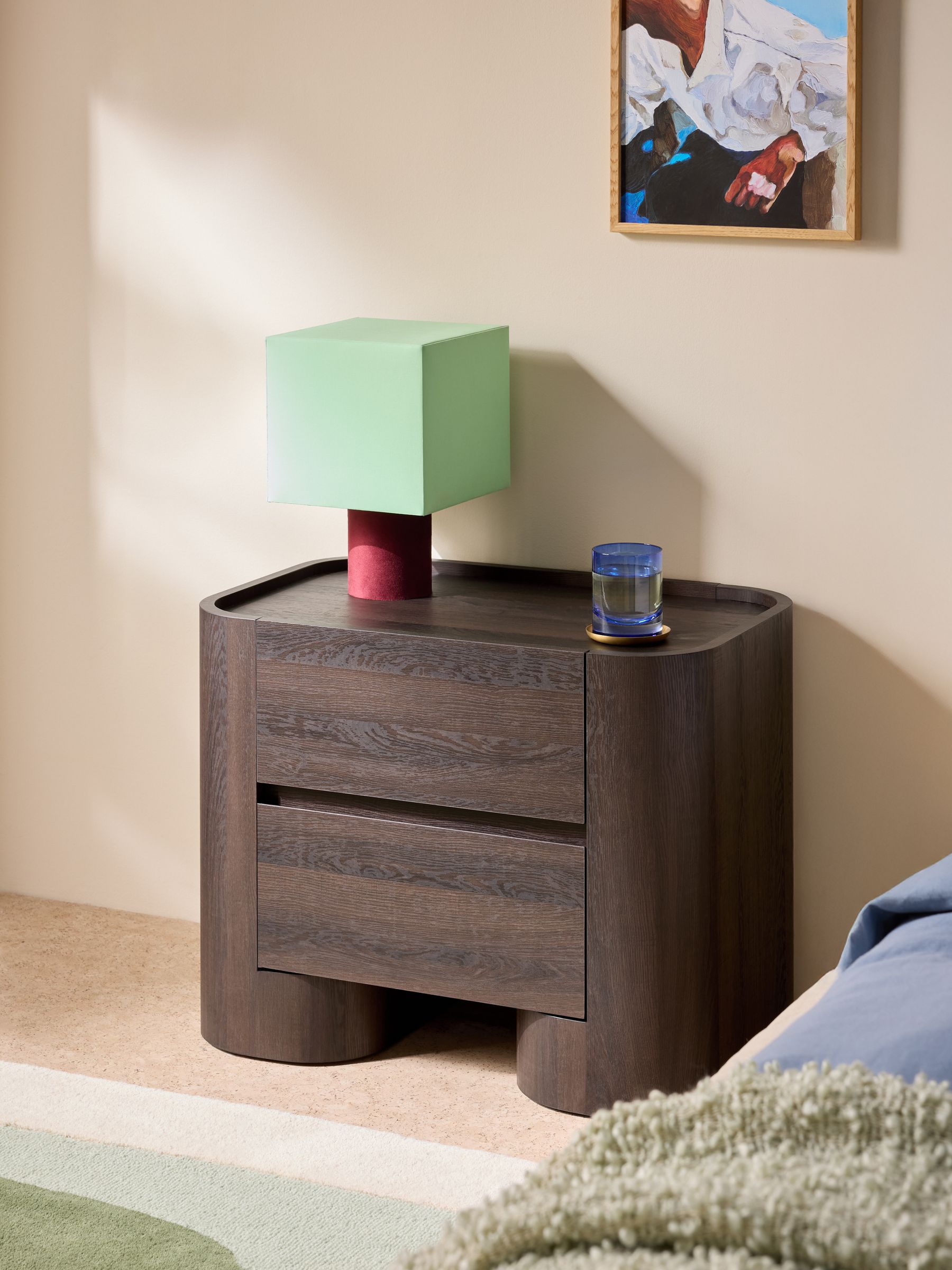 Kain Bedside Table in Dark Wood Effect - Image 1 of 3