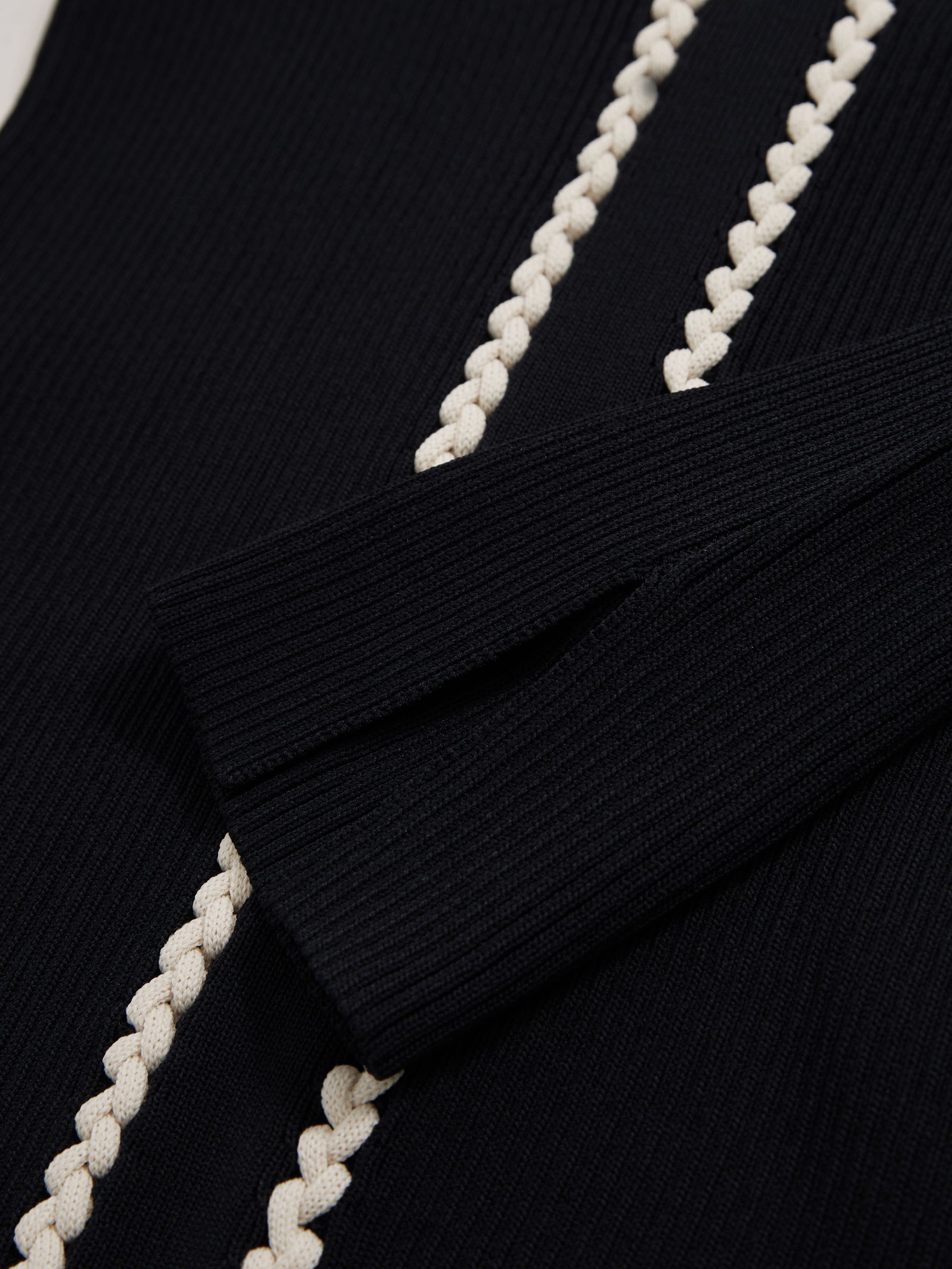 Craft-Stitch Rib-Knit Top in Navy/White - image 3