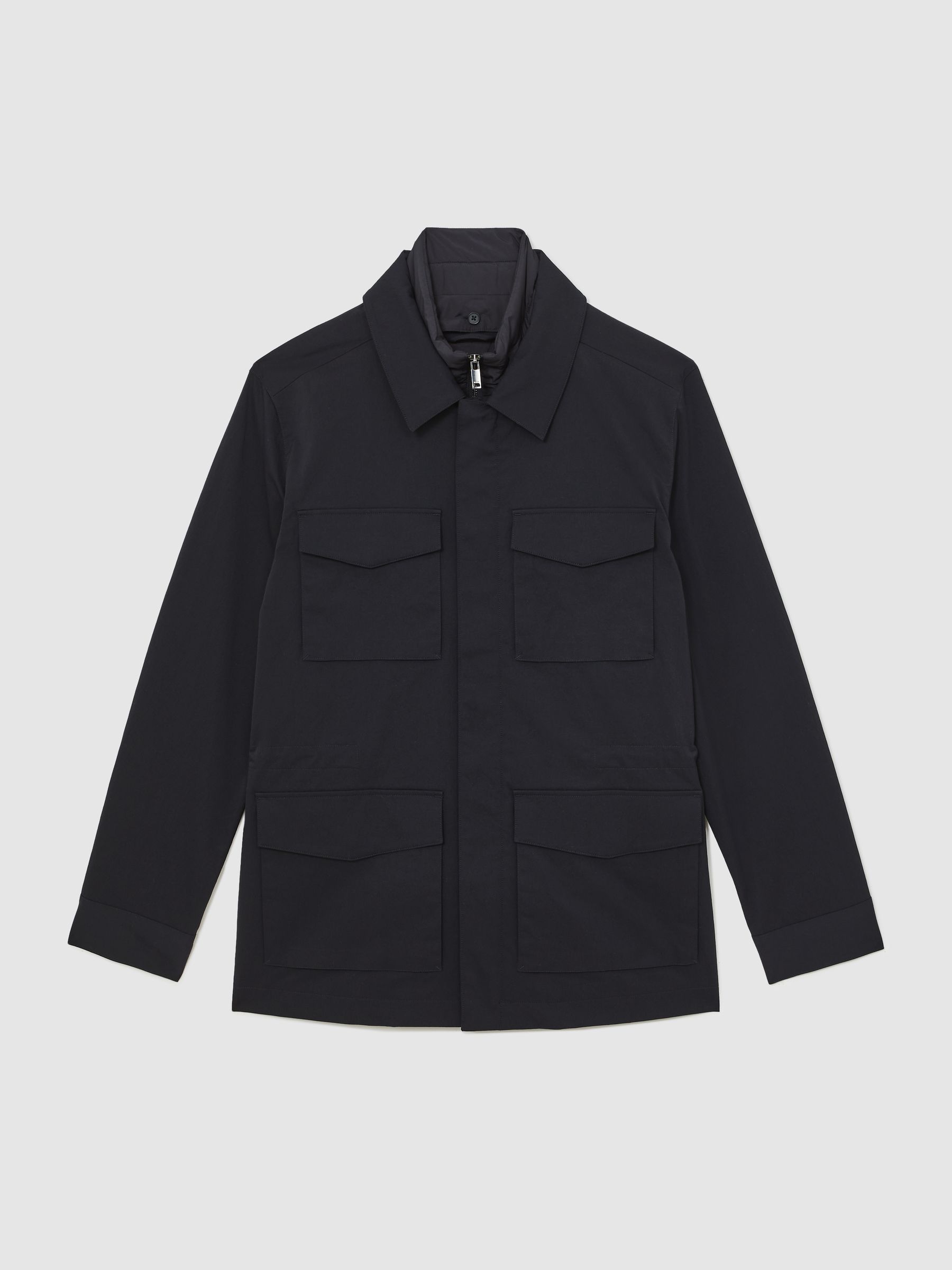 Removable-Gilet Safari Jacket in Navy - Image 2 of 7